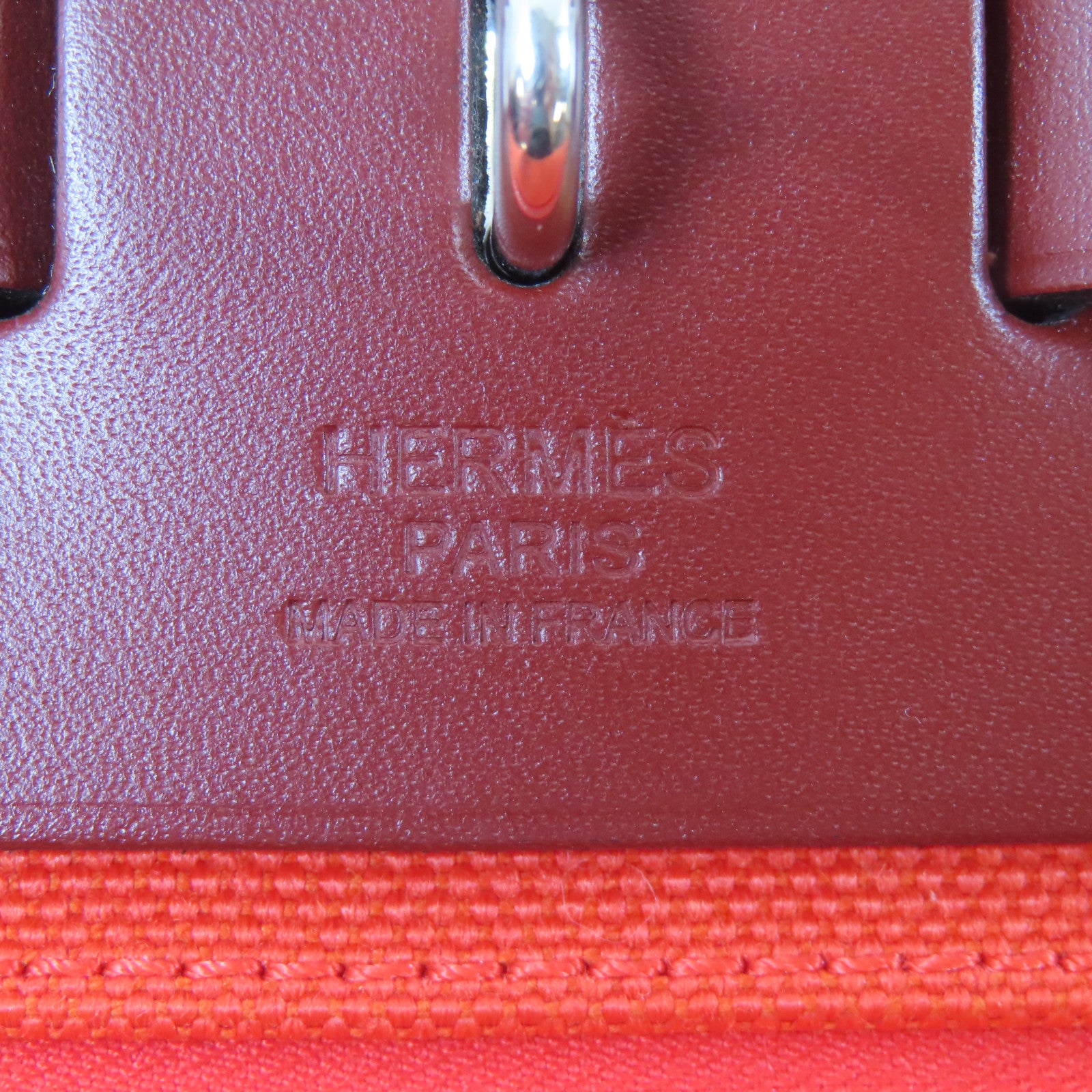HERMES 帆布/皮革Herbag PM銀扣手挽肩背兩用袋紅色