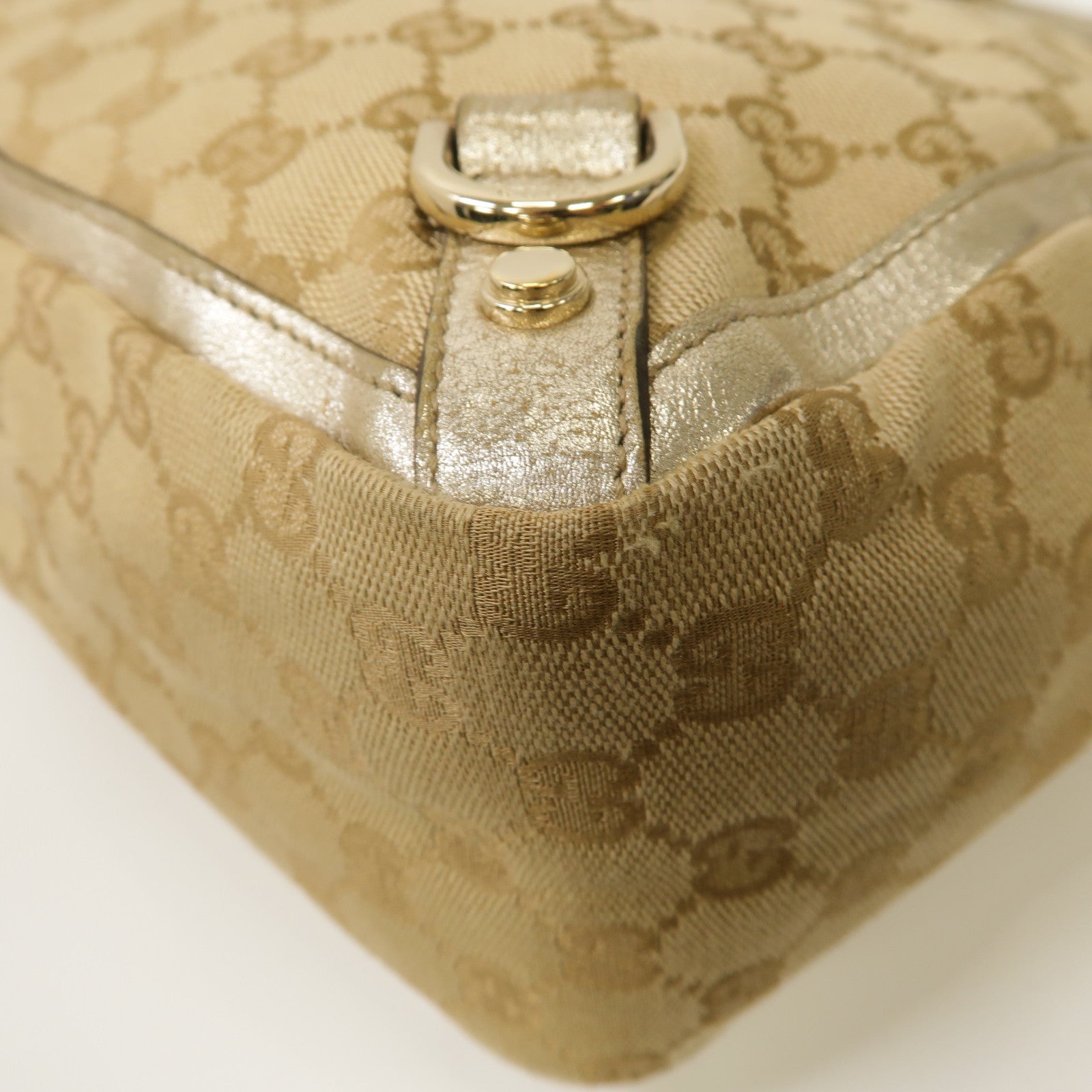 GUCCI 【激減優惠】帆布Abbey Tote Bag金扣手挽袋金色