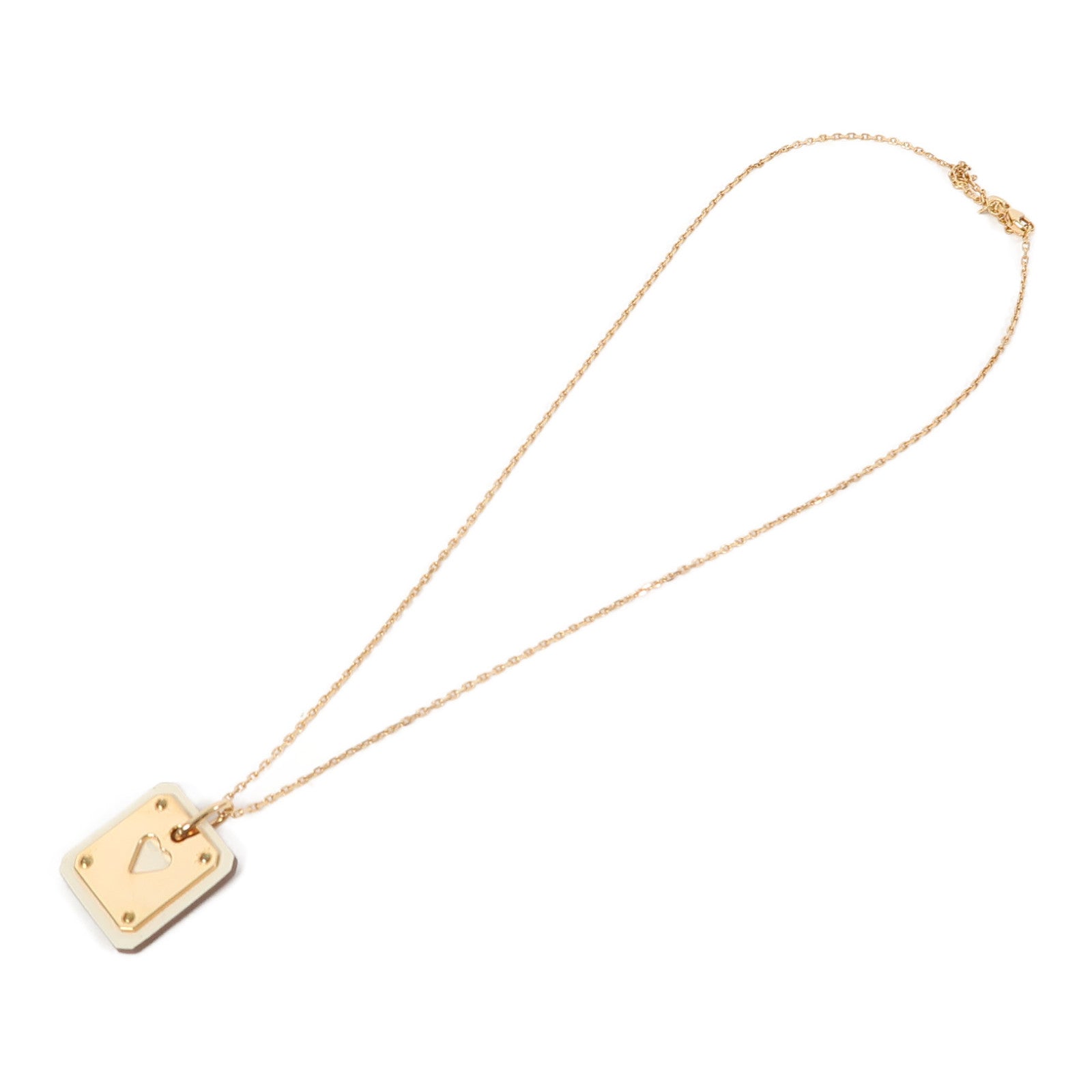 HERMES Swift皮革/金屬As De Coeur Pendant項鍊金色