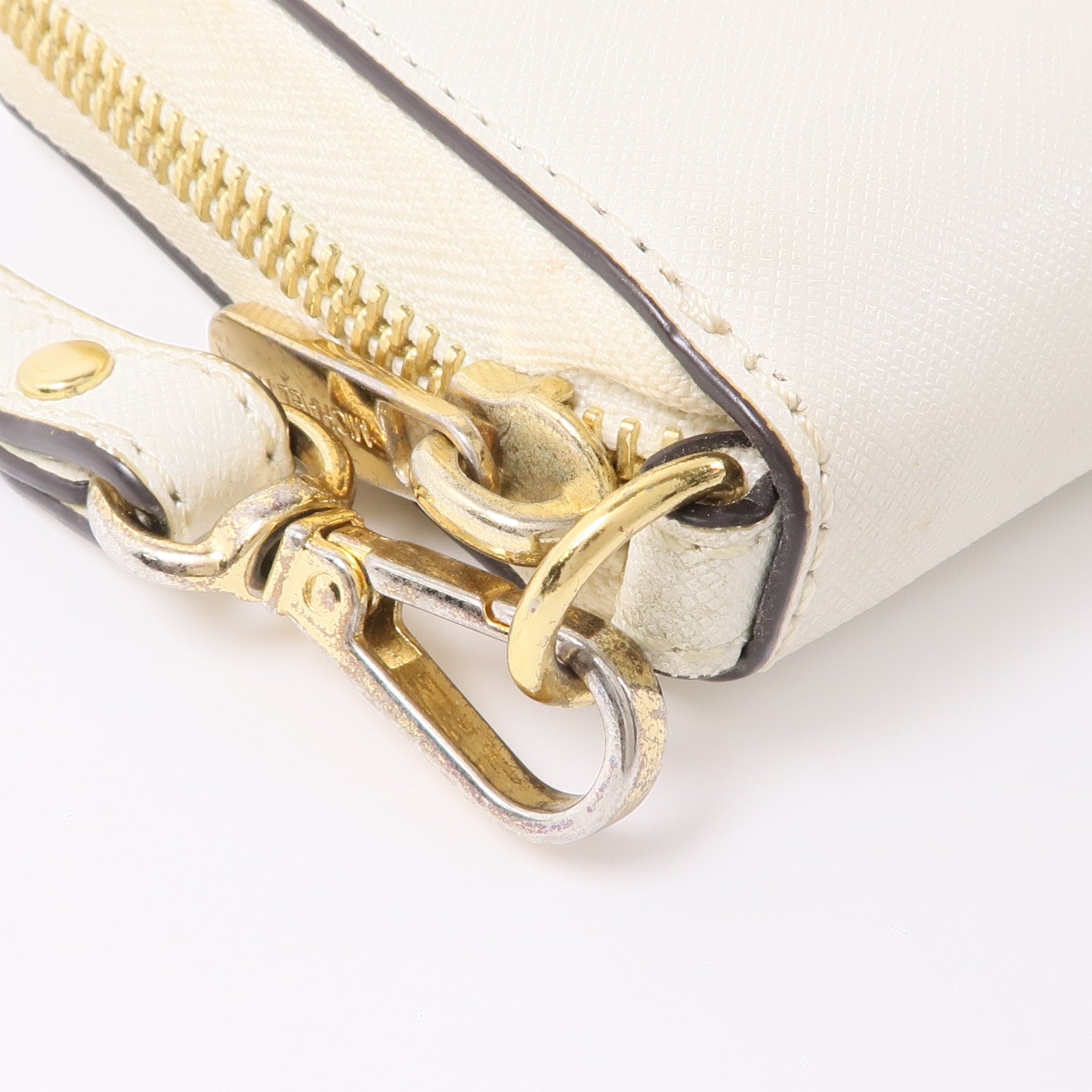 Michael Kors GHW Long Wallet Calfskin Leather White