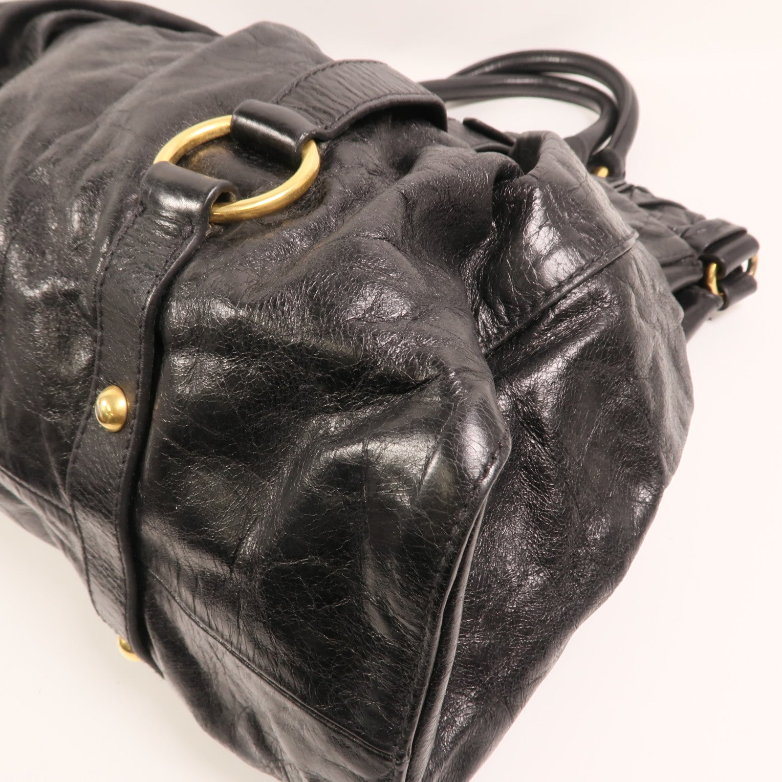 Miu Miu 牛皮皮革2 Way Shoulder金扣手挽肩背兩用袋