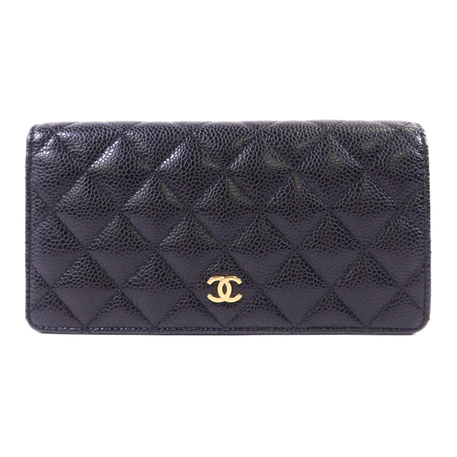 CHANEL 牛皮皮革Bifold Long Wallet金扣長錢包