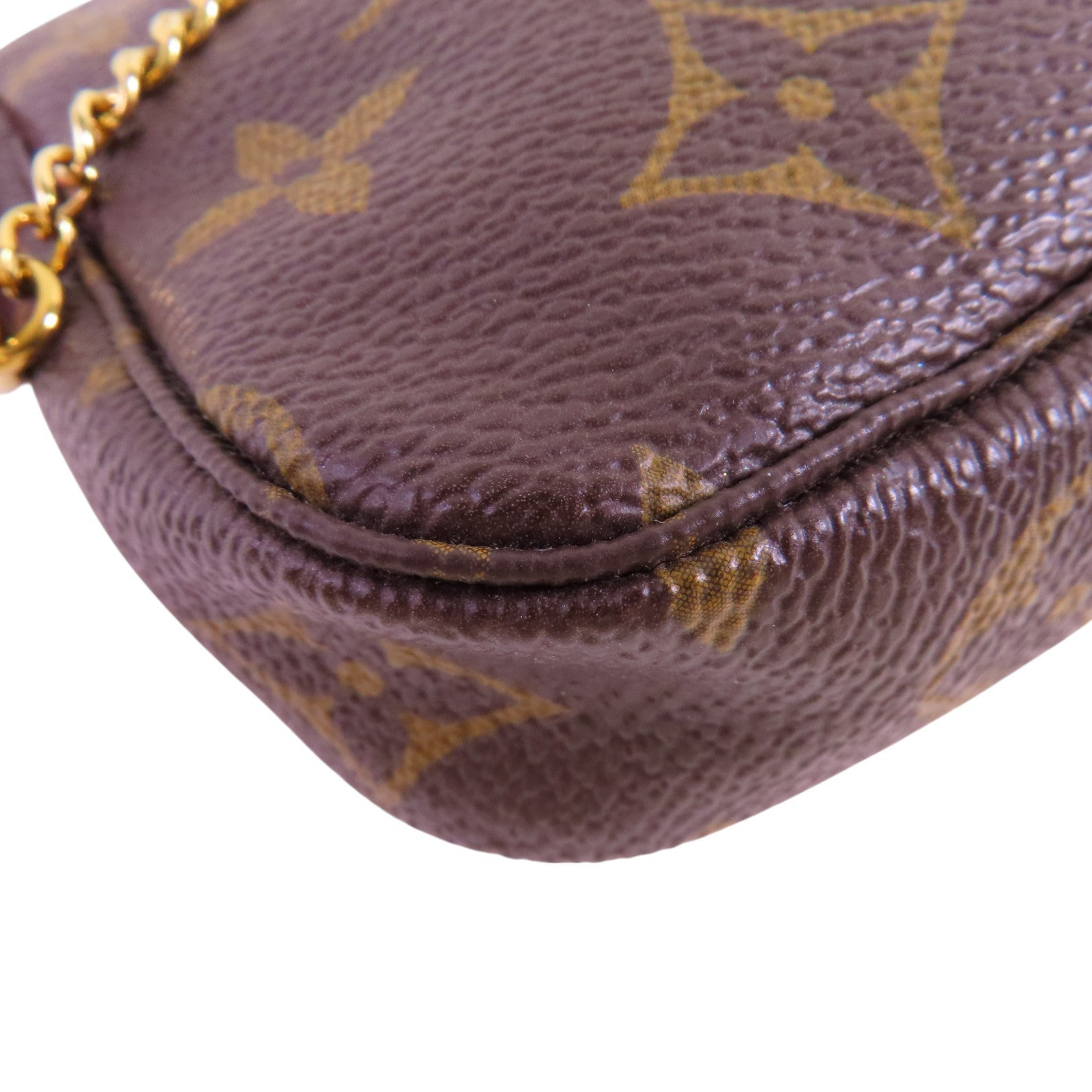 LOUIS VUITTON Monogram Mini Pochette金扣鏈帶手拿包
