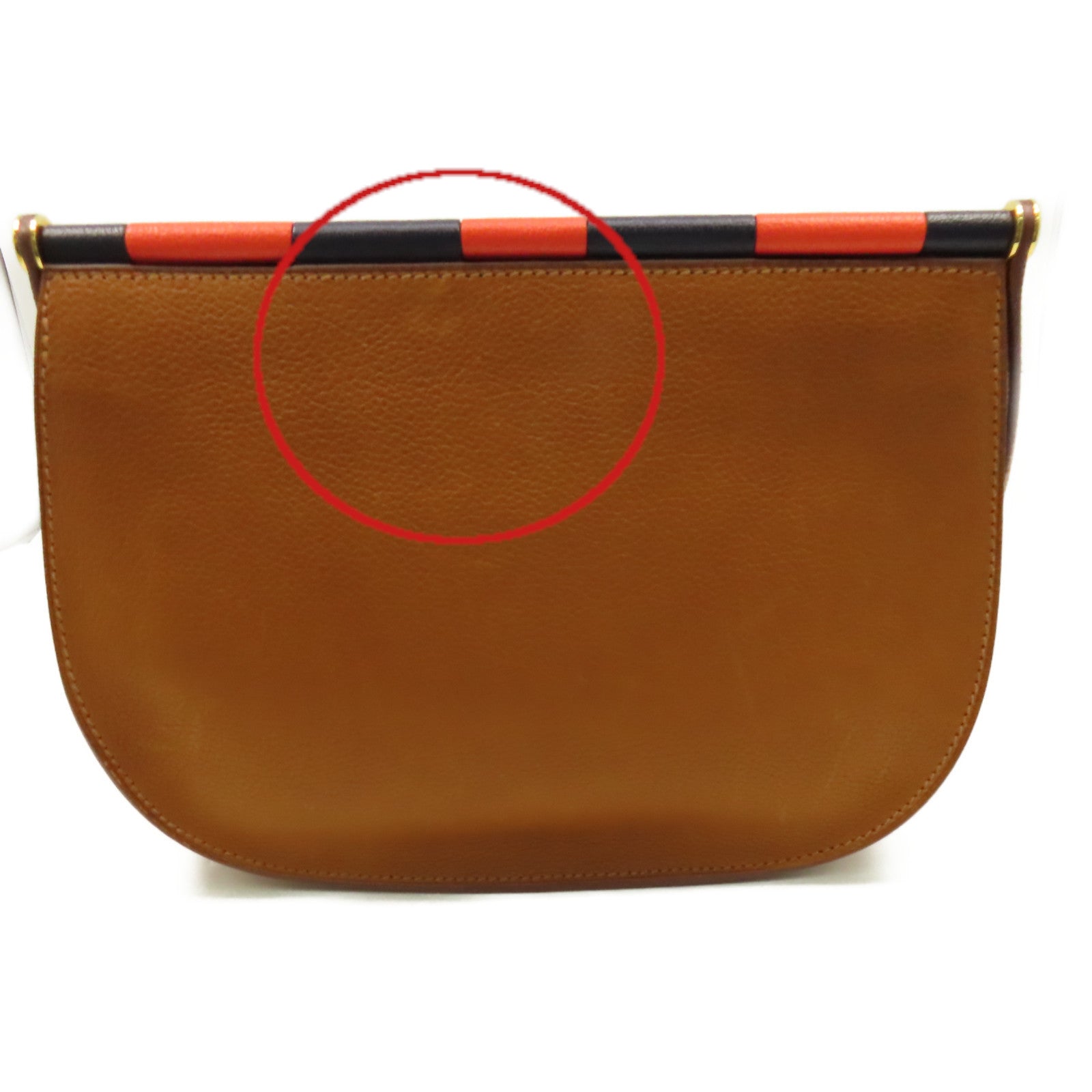 HERMES Clemence皮革Sac Saut Shoulder Bag金扣肩背袋經典駝色