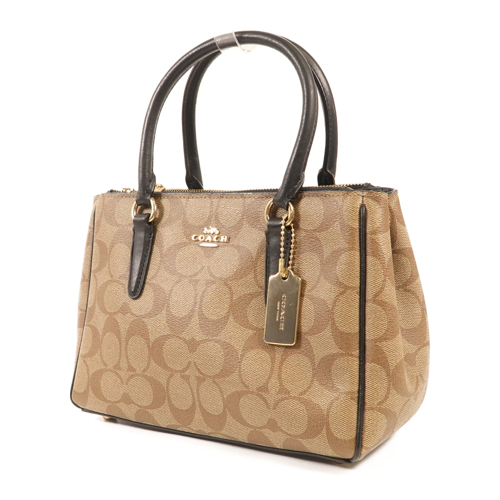 COACH 塗層帆布Shoulder Bag金扣手挽肩背兩用袋