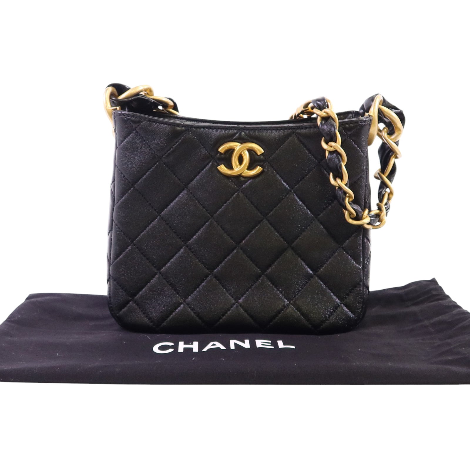 CHANEL 【激減優惠】羊皮皮革Hobo Bag金扣鏈帶肩背袋