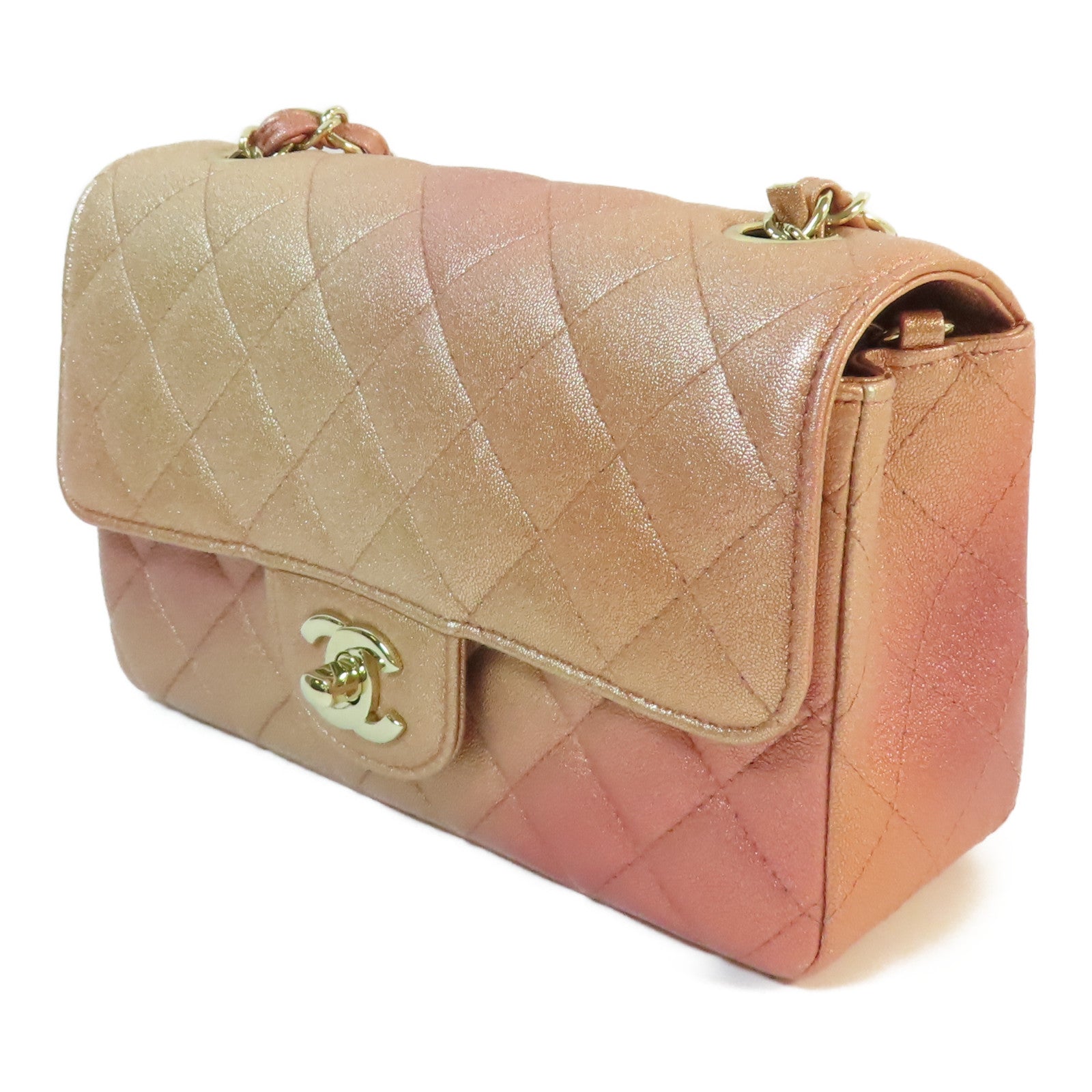 CHANEL 牛皮皮革Mini Classic 20金扣鏈帶肩背袋