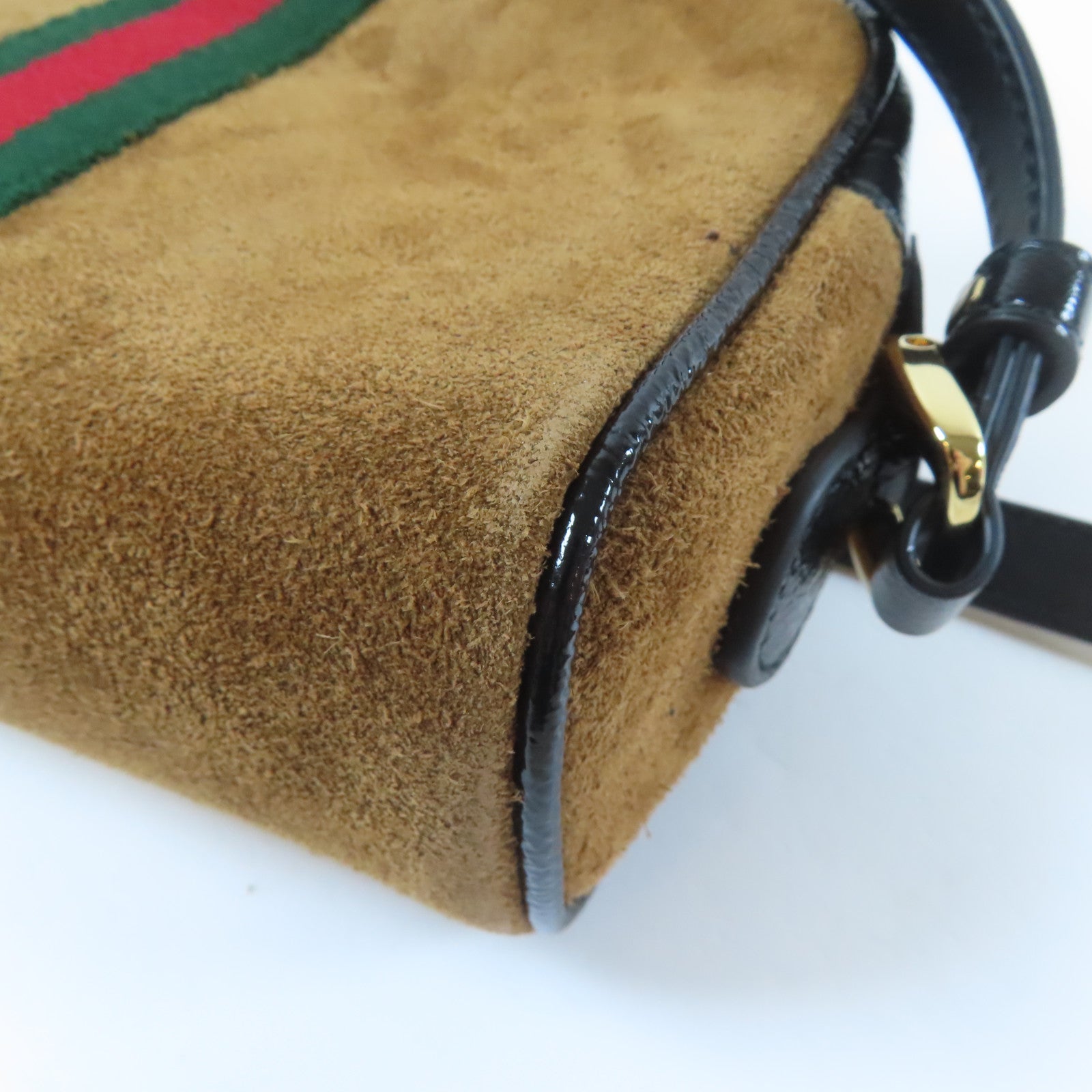 GUCCI 【激減優惠】麂皮皮革Mini Ophidia金扣肩背袋啡色/黑色
