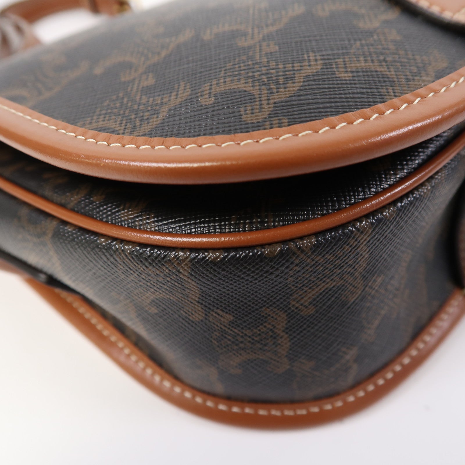 CELINE 塗層帆布Shoulder Bag金扣肩背袋啡色