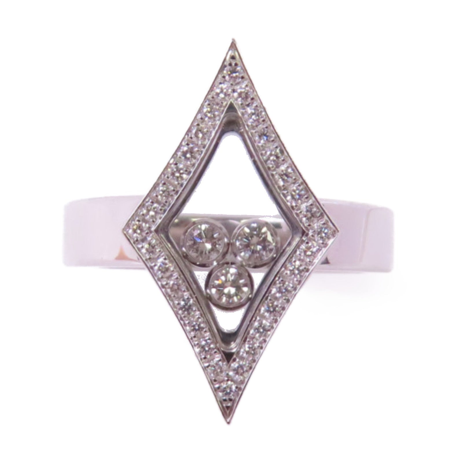 Chopard 18K白金/0.13ct/0.17ct鑽石Happy Diamond Square Ring戒指US#5.5