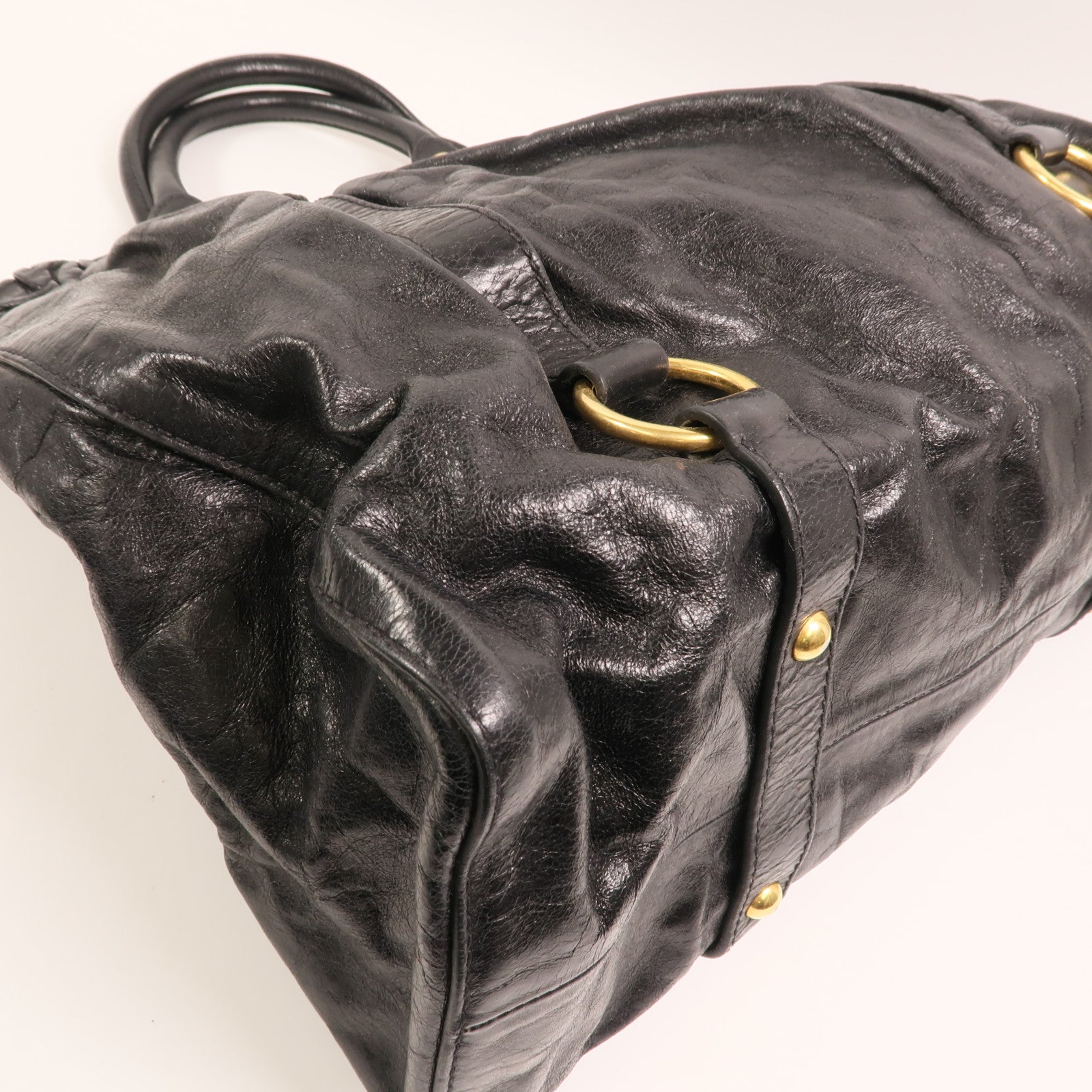 Miu Miu 牛皮皮革2 Way Shoulder金扣手挽肩背兩用袋