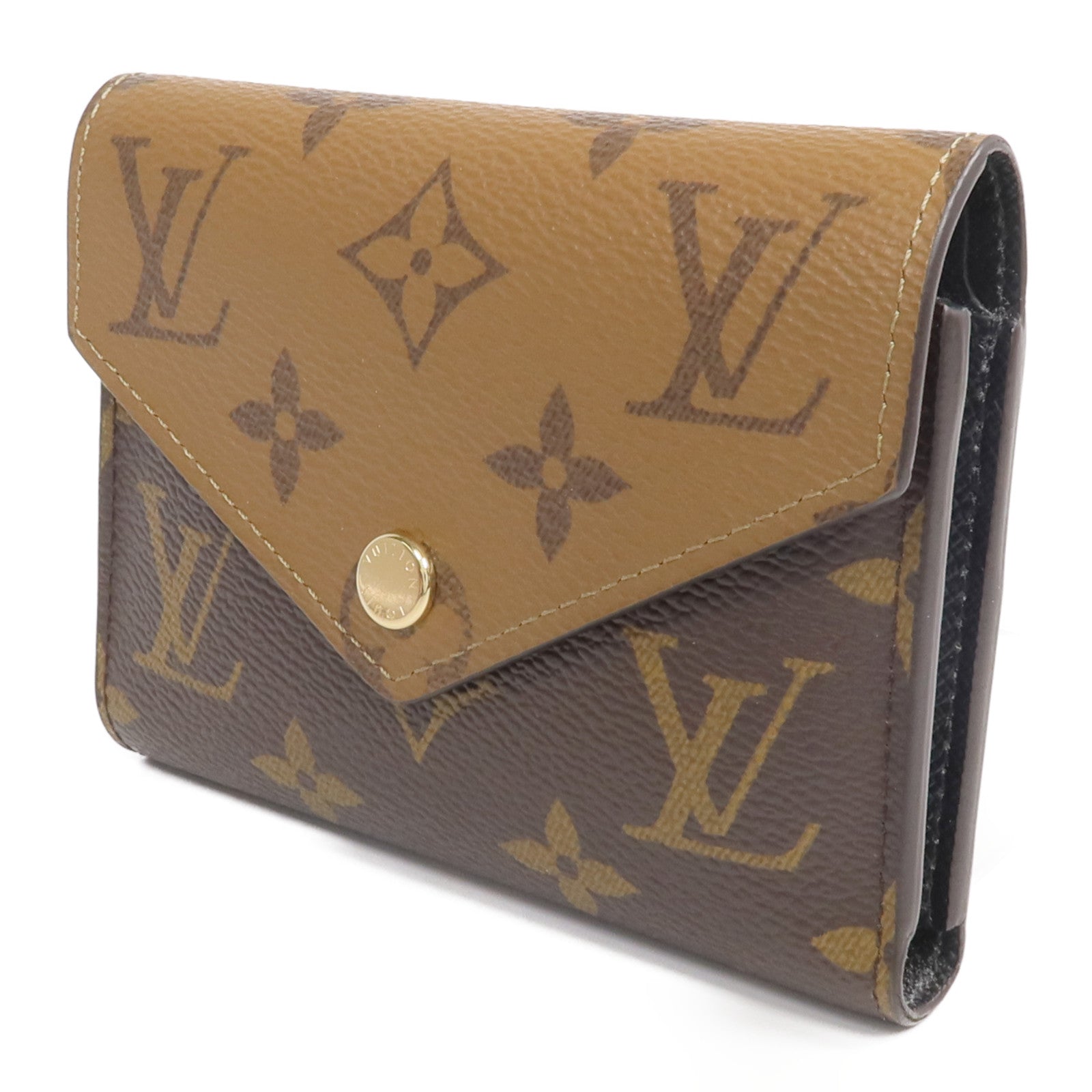 LOUIS VUITTON Monogram/Monogram Reverse Victorine Wallet金扣錢包棕色
