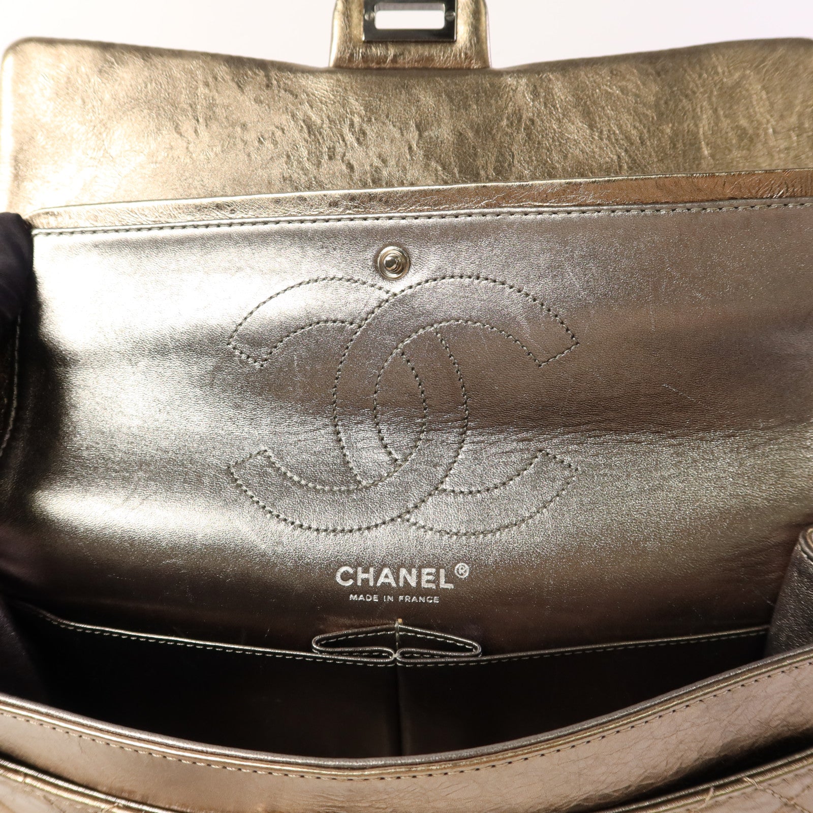 CHANEL 牛皮皮革2.55銀扣鏈帶肩背袋