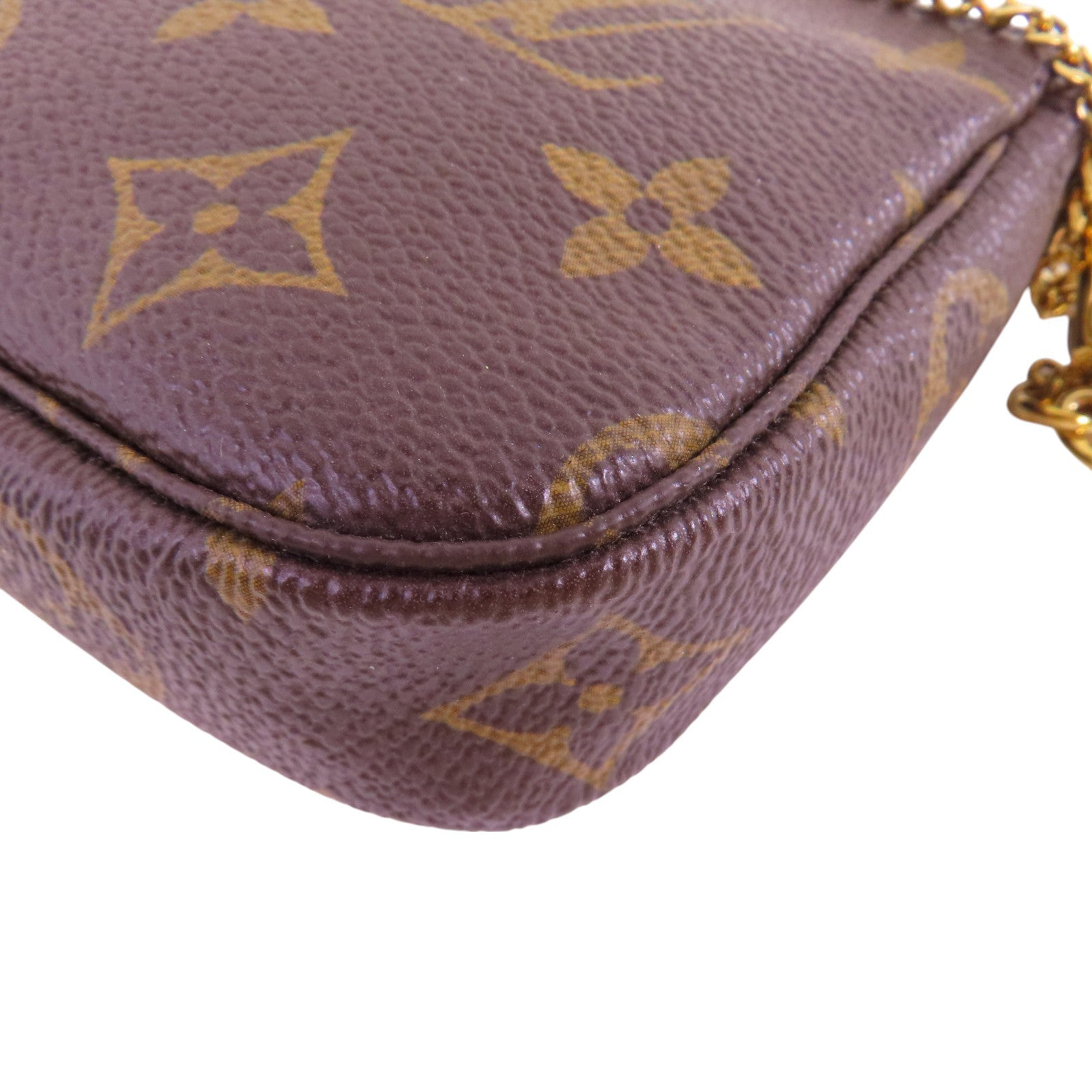 LOUIS VUITTON Monogram Mini Pochette金扣鏈帶手拿包