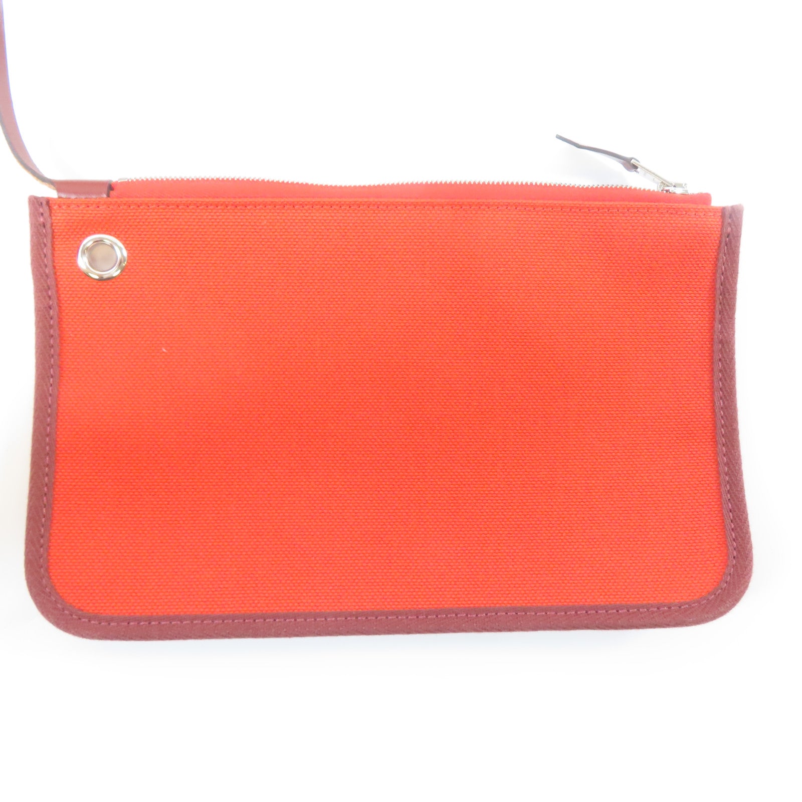 HERMES 帆布/皮革Herbag PM銀扣手挽肩背兩用袋紅色
