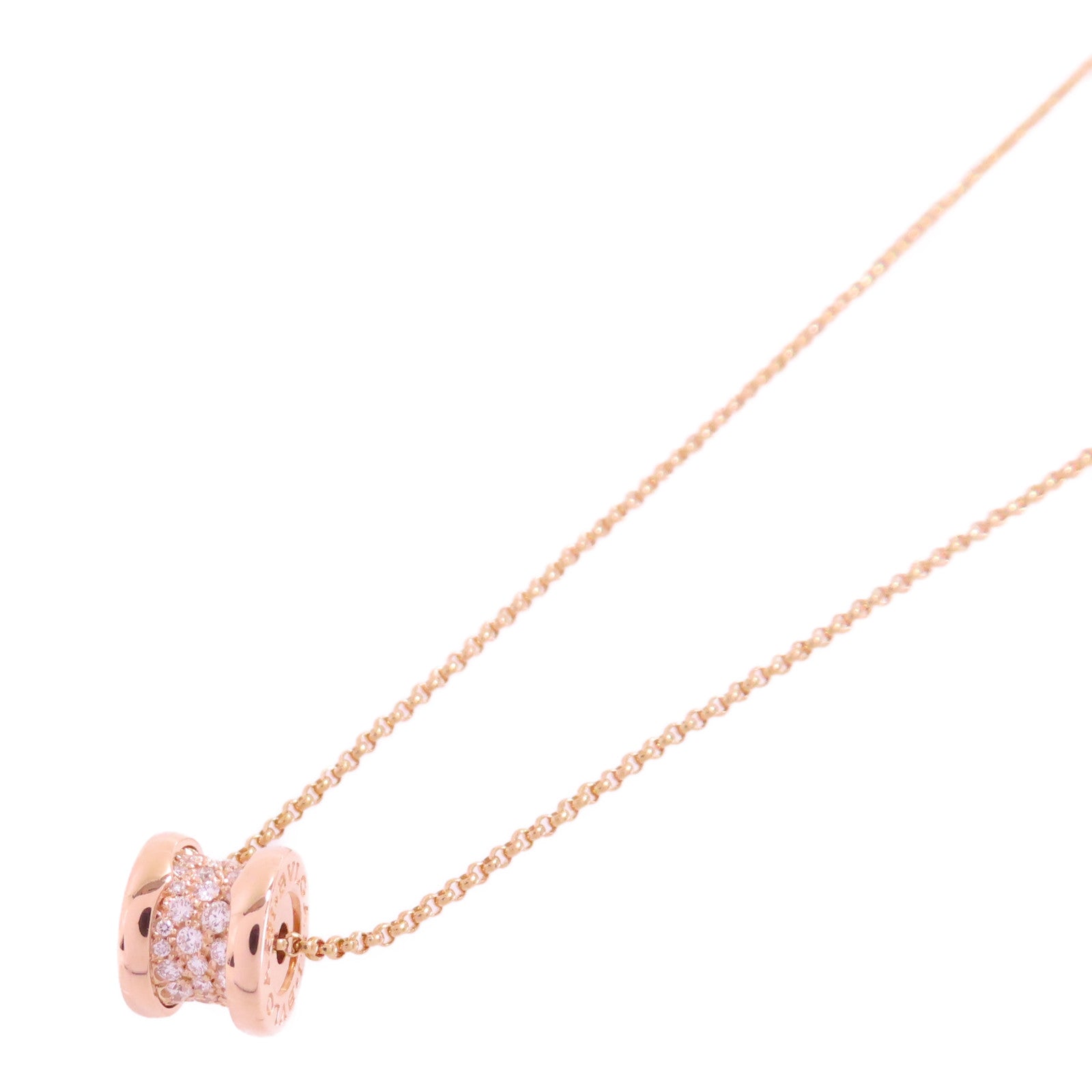 BVLGARI 18K玫瑰金/鑽石B.Zero1 Diamond Necklace金扣項鏈