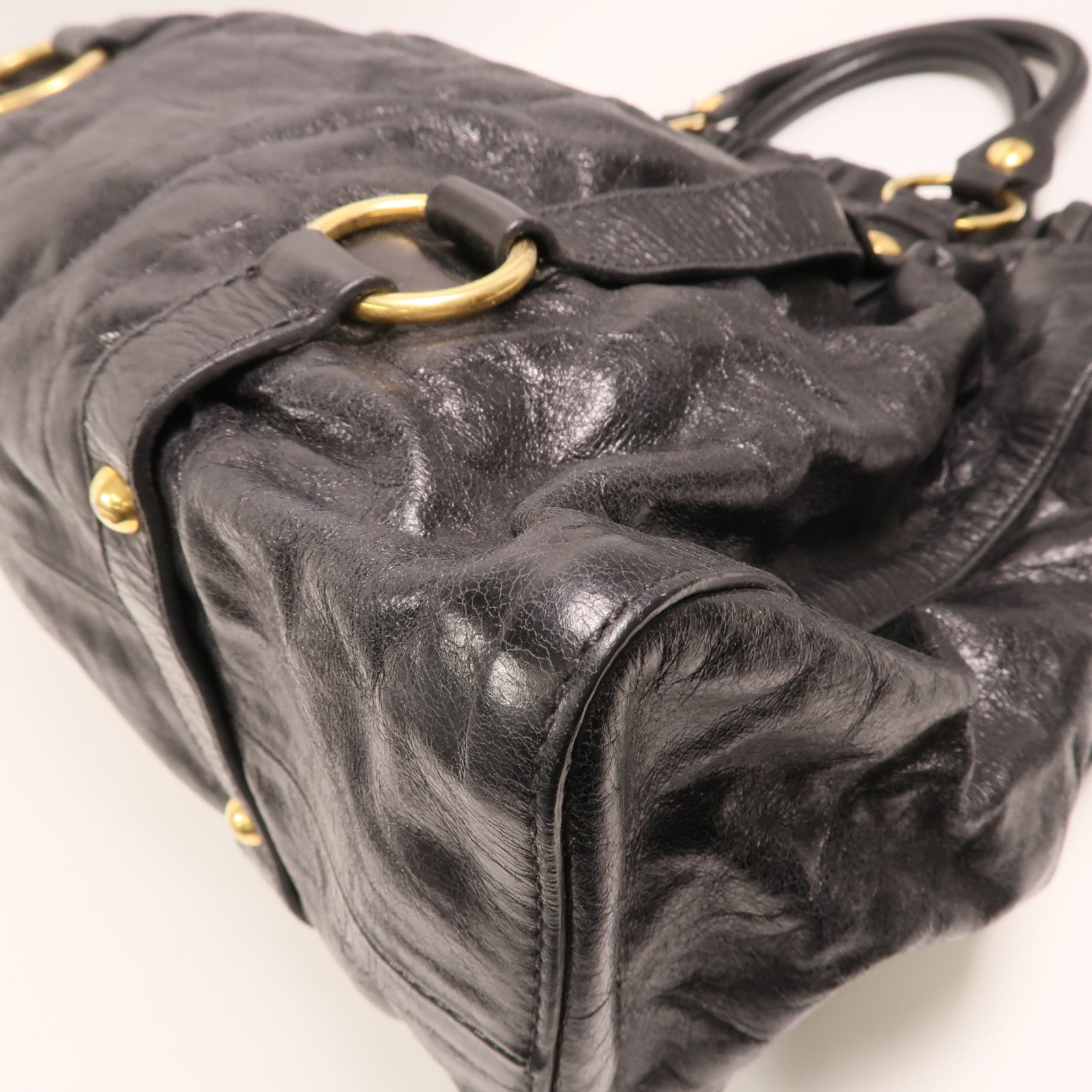 Miu Miu 牛皮皮革2 Way Shoulder金扣手挽肩背兩用袋