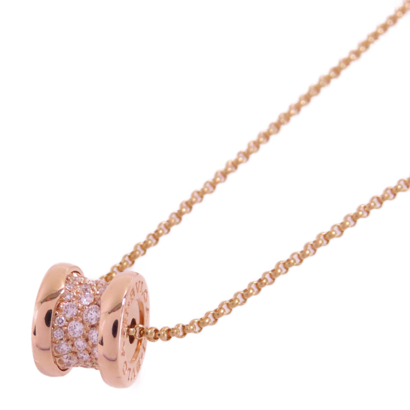 BVLGARI 18K玫瑰金/鑽石B.Zero1 Diamond Necklace金扣項鏈