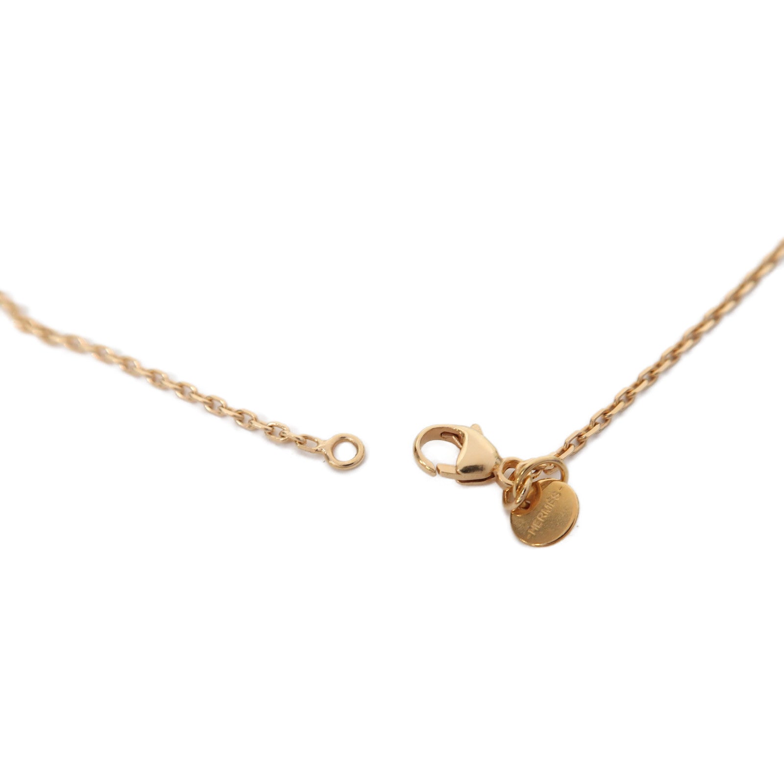 HERMES Swift皮革/金屬As De Coeur Pendant項鍊金色