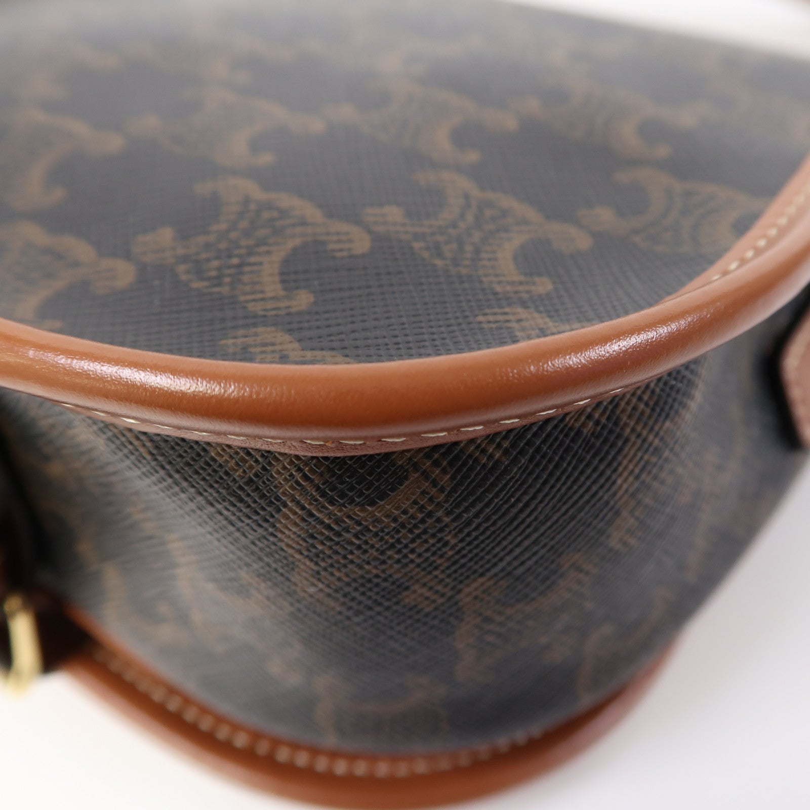 CELINE 塗層帆布Shoulder Bag金扣肩背袋啡色