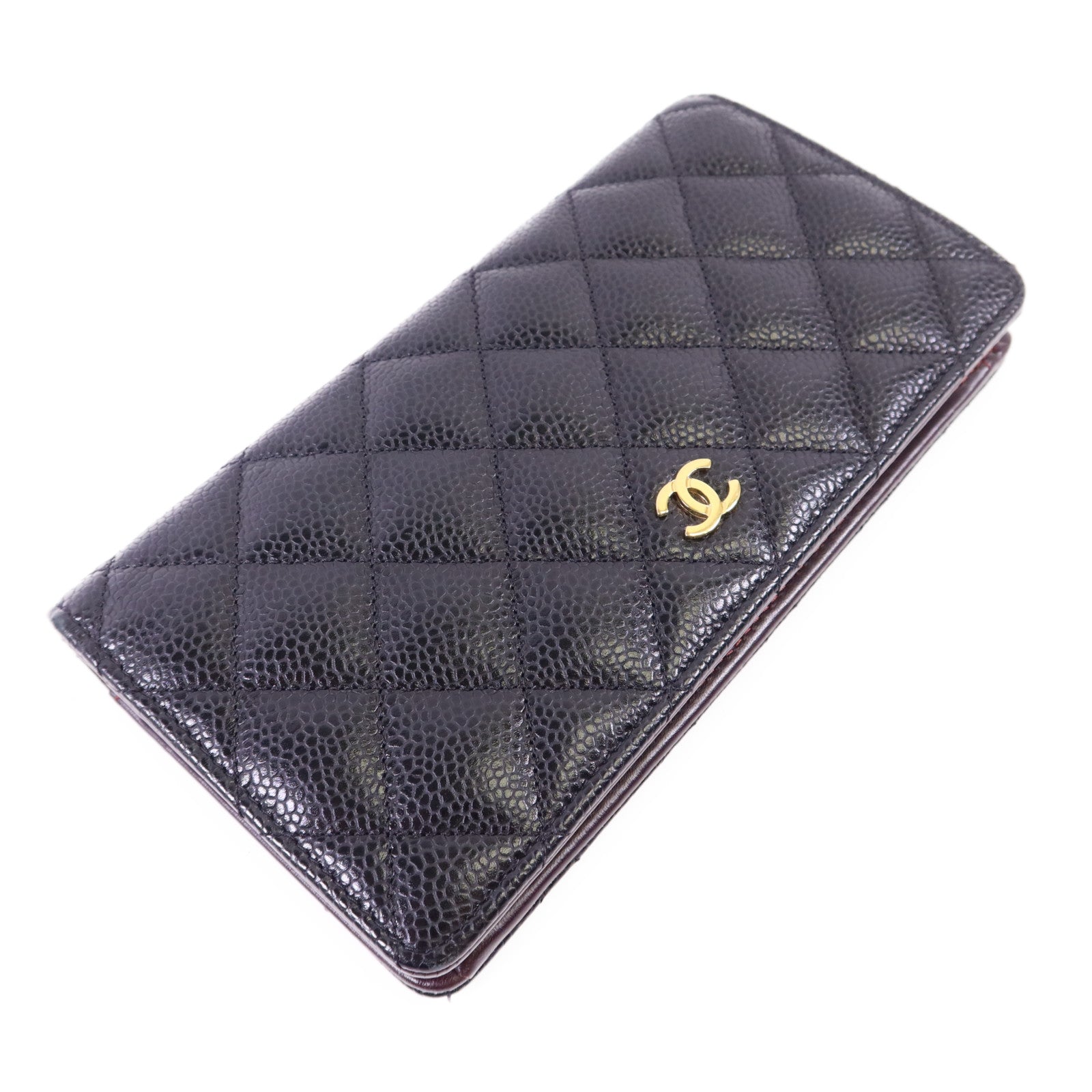CHANEL 牛皮皮革Bifold Long Wallet金扣長錢包