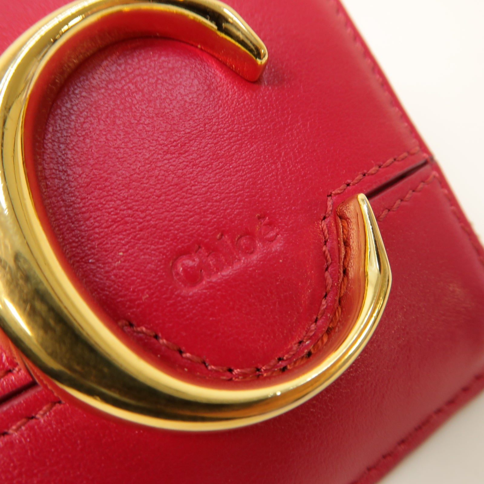 Chloe 【激減優惠】牛皮皮革Card case金扣卡片套紅色