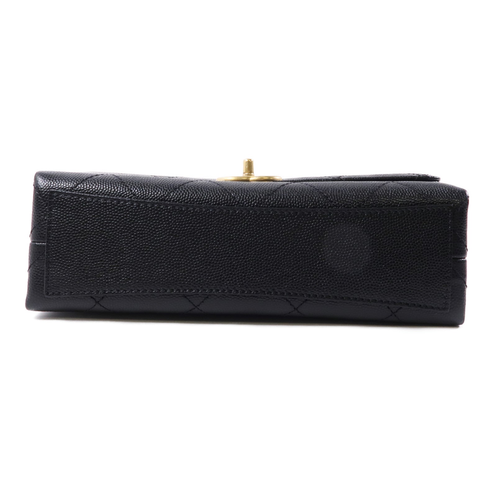 CHANEL 牛皮皮革Chain Shoulder金扣鏈帶手挽肩背兩用袋黑色