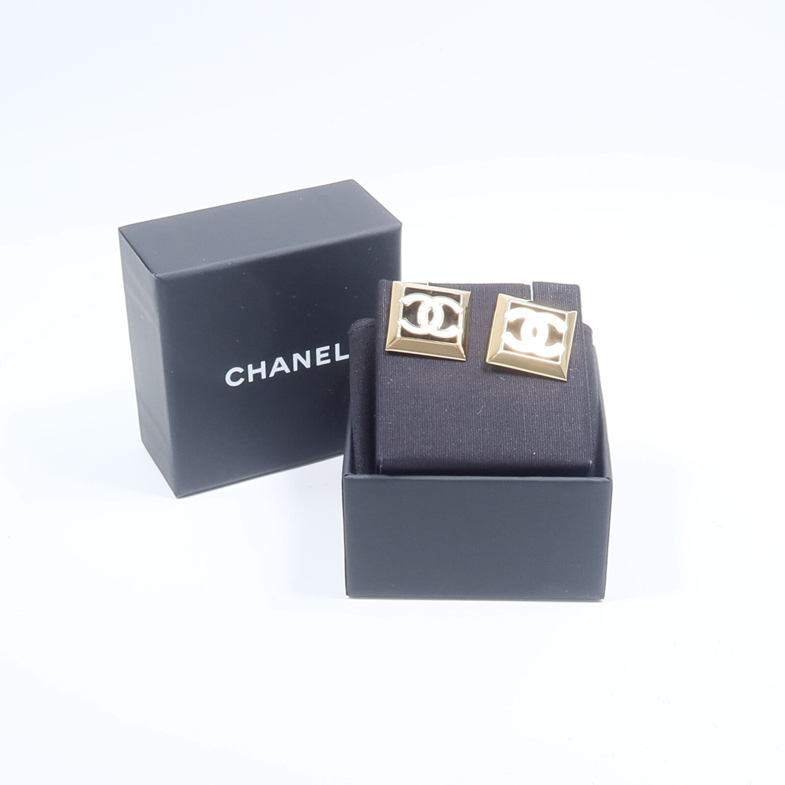 CHANEL 金屬Square Coco Mark Earrings耳環