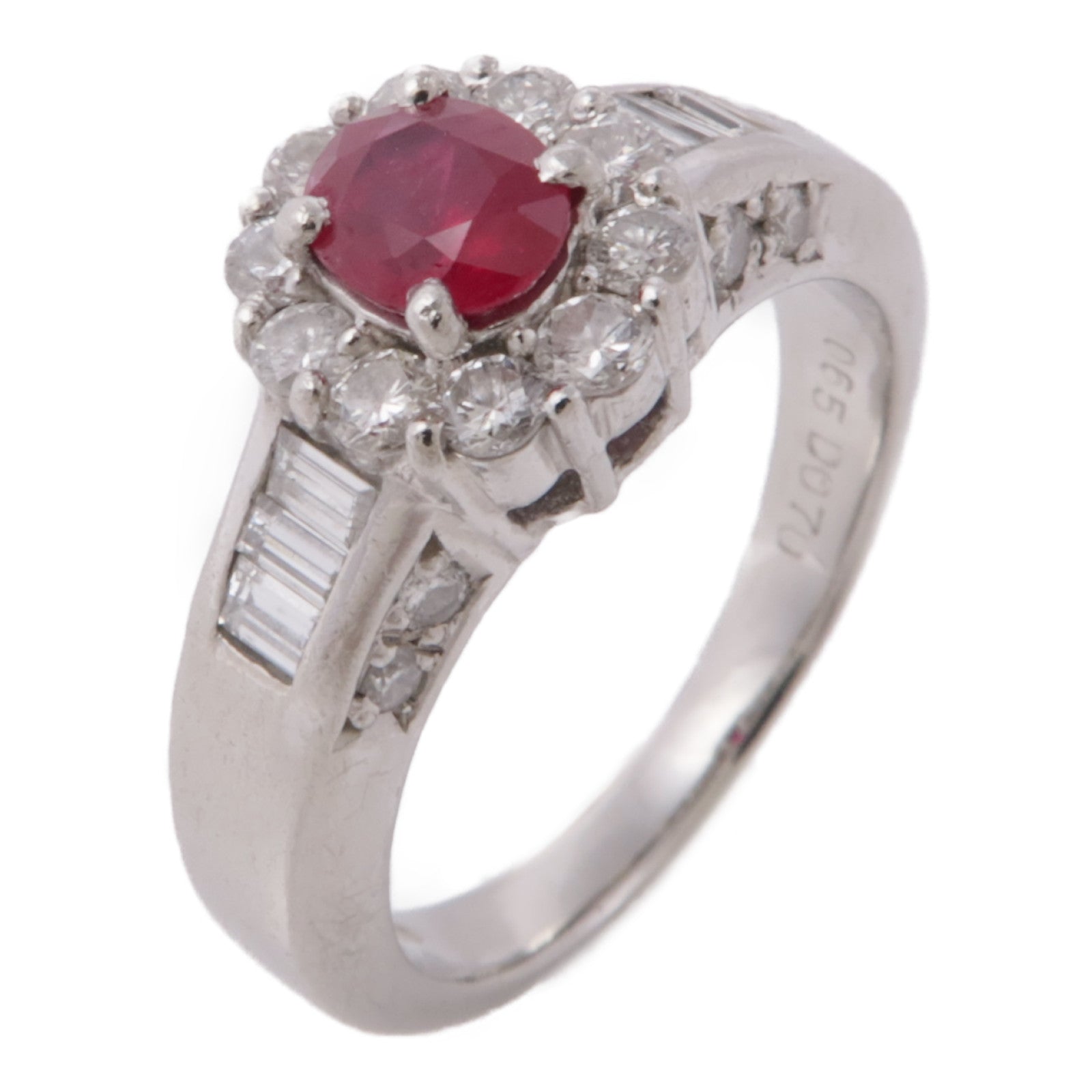 JEWELRY PT900鉑金Ruby/Diamond Ring紅寶石/鑽石戒指US#6