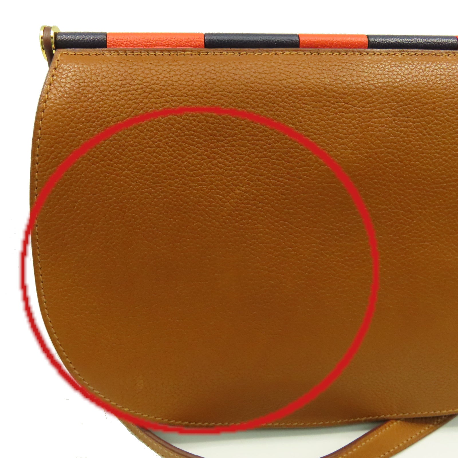 HERMES Clemence皮革Sac Saut Shoulder Bag金扣肩背袋經典駝色