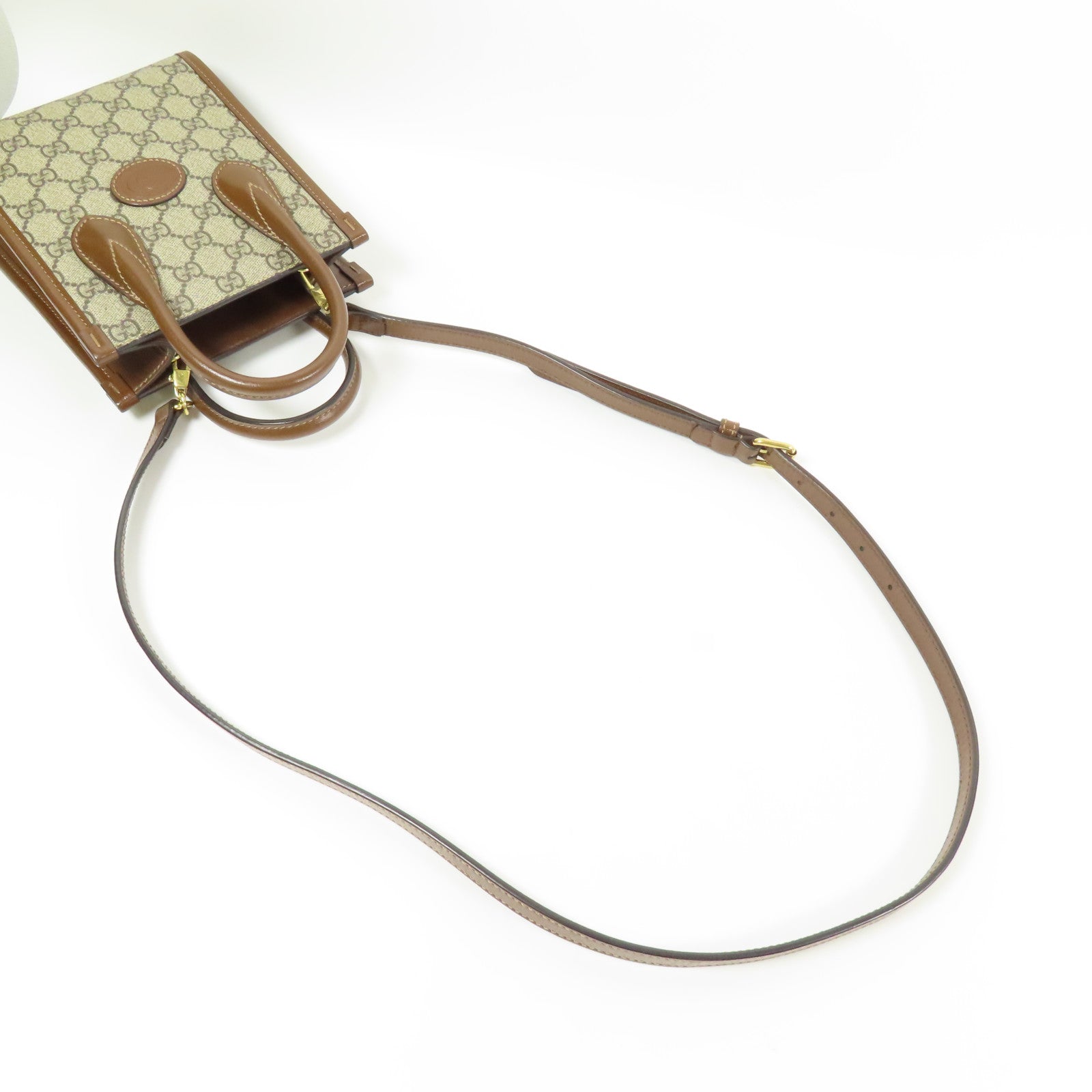 GUCCI GG GHW Retro 2Way Shoulder Bag Handbag Coated Canvas Brown