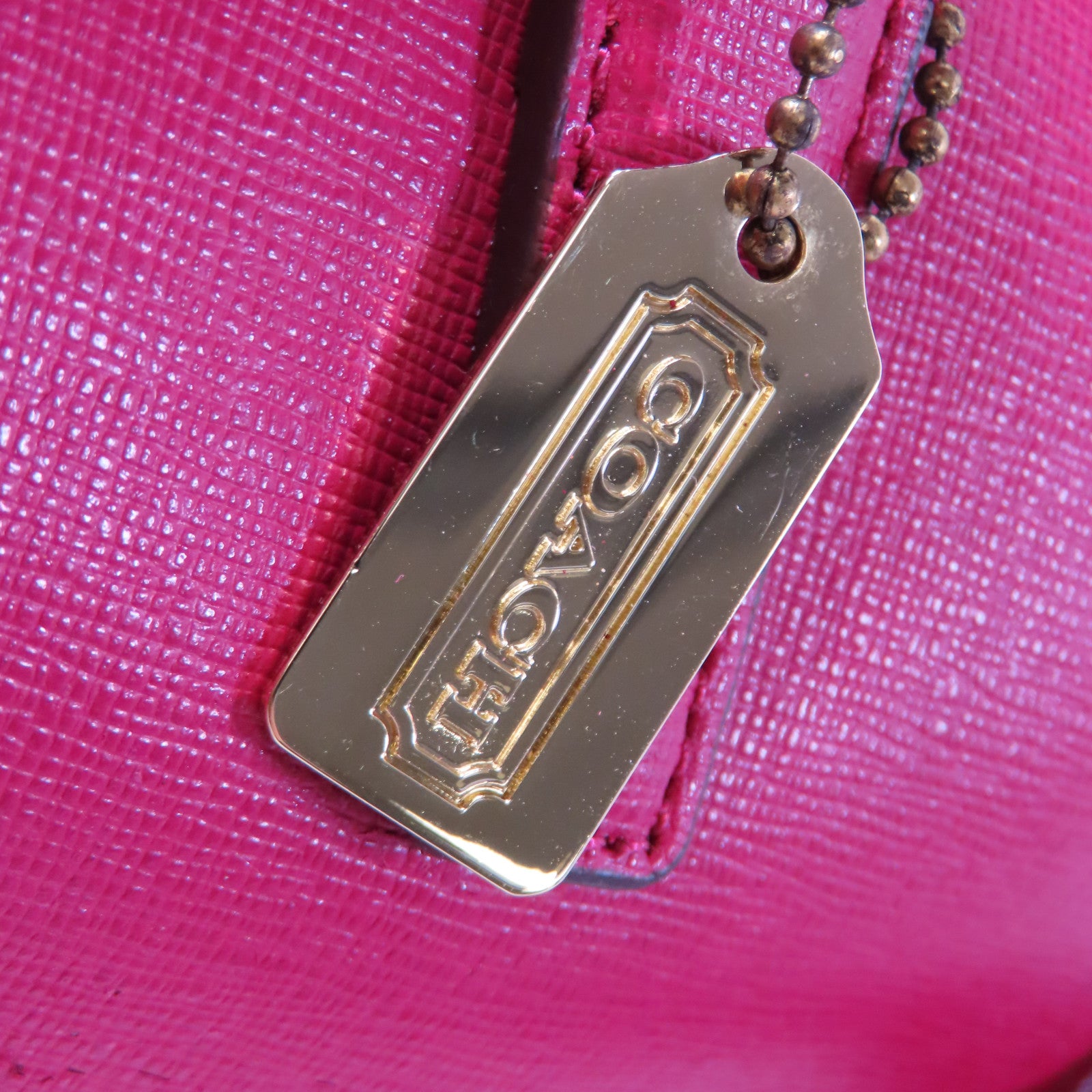 COACH 牛皮皮革Shoulder Bag金扣手挽肩背兩用袋粉紅色