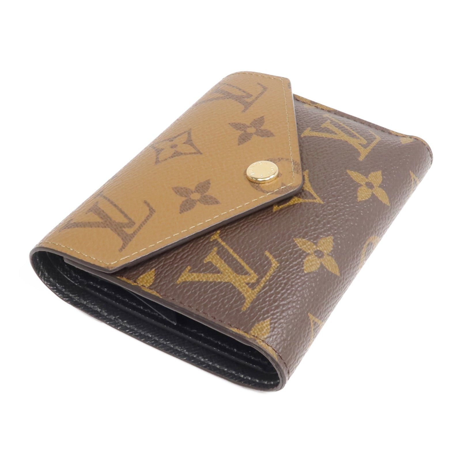 LOUIS VUITTON Monogram/Monogram Reverse Victorine Wallet金扣錢包棕色