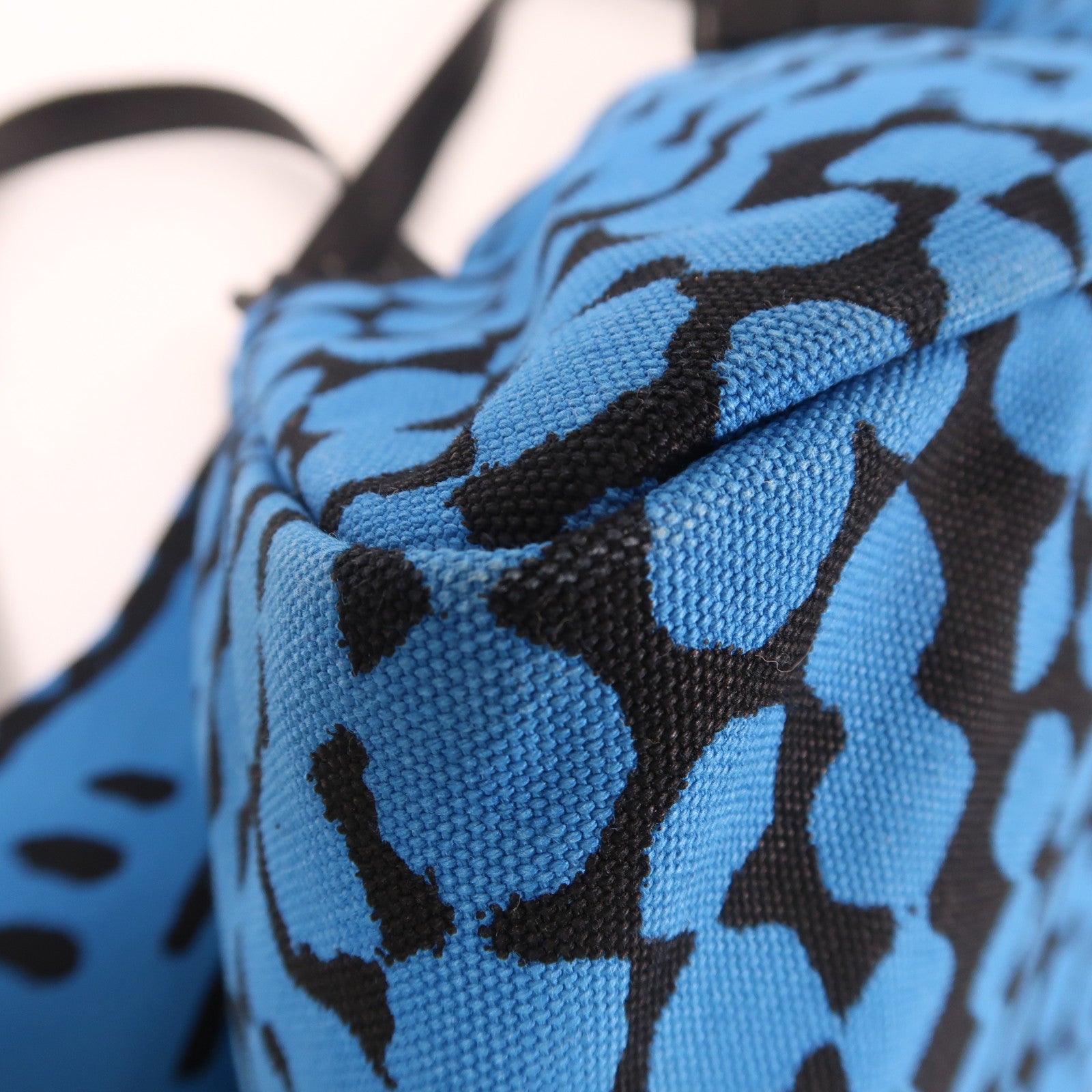 BOTTEGA VENETA 帆布Shoulder Tote肩背袋藍色/黑色