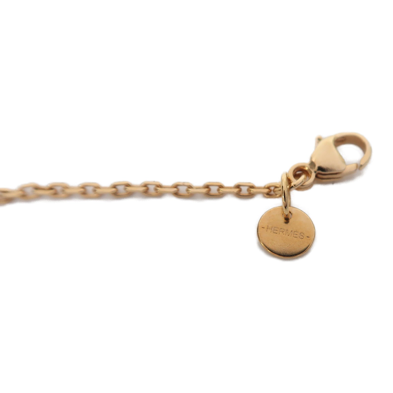 HERMES Swift皮革/金屬As De Coeur Pendant項鍊金色