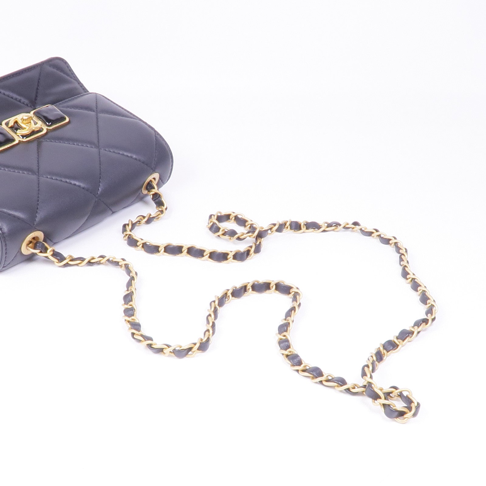 CHANEL 【激減優惠】羊皮皮革Chain Shoulder金扣鏈帶肩背袋