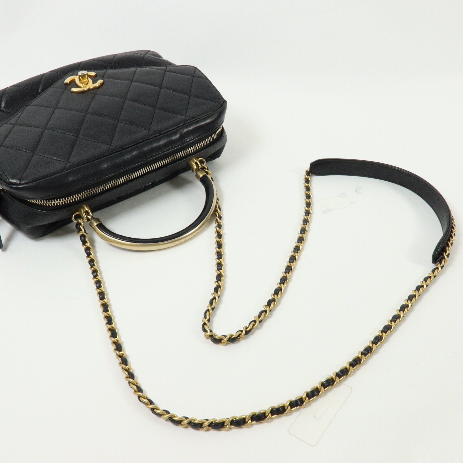 CHANEL 羊皮皮革Chain Shoulder With Handle鏈帶手挽肩背兩用袋