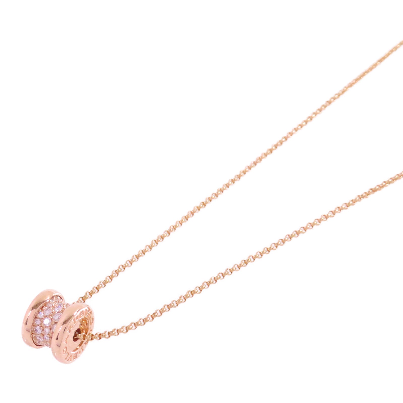BVLGARI 18K玫瑰金/鑽石B.Zero1 Diamond Necklace金扣項鏈