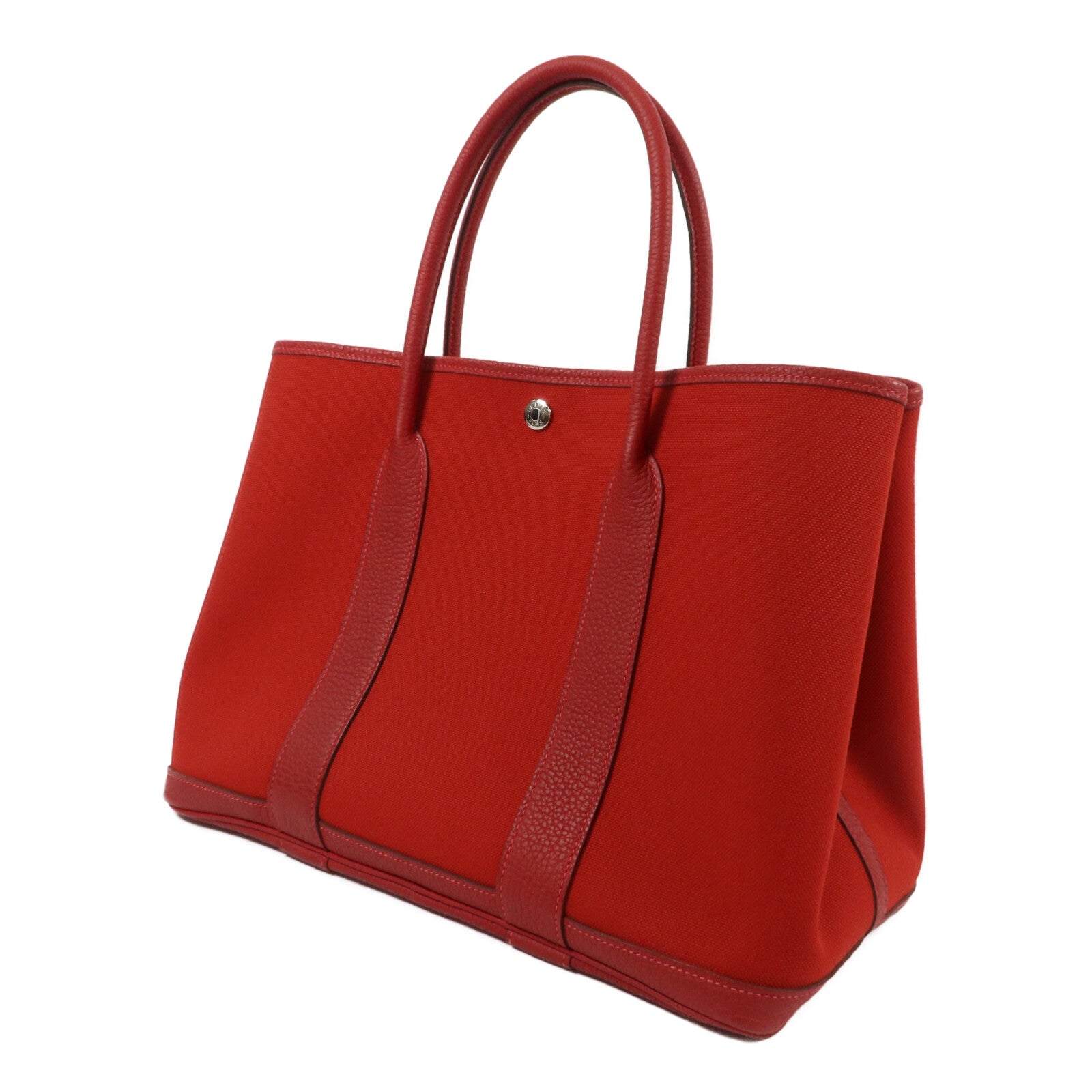HERMES 帆布GardenParty PM手挽袋Rough Grenat