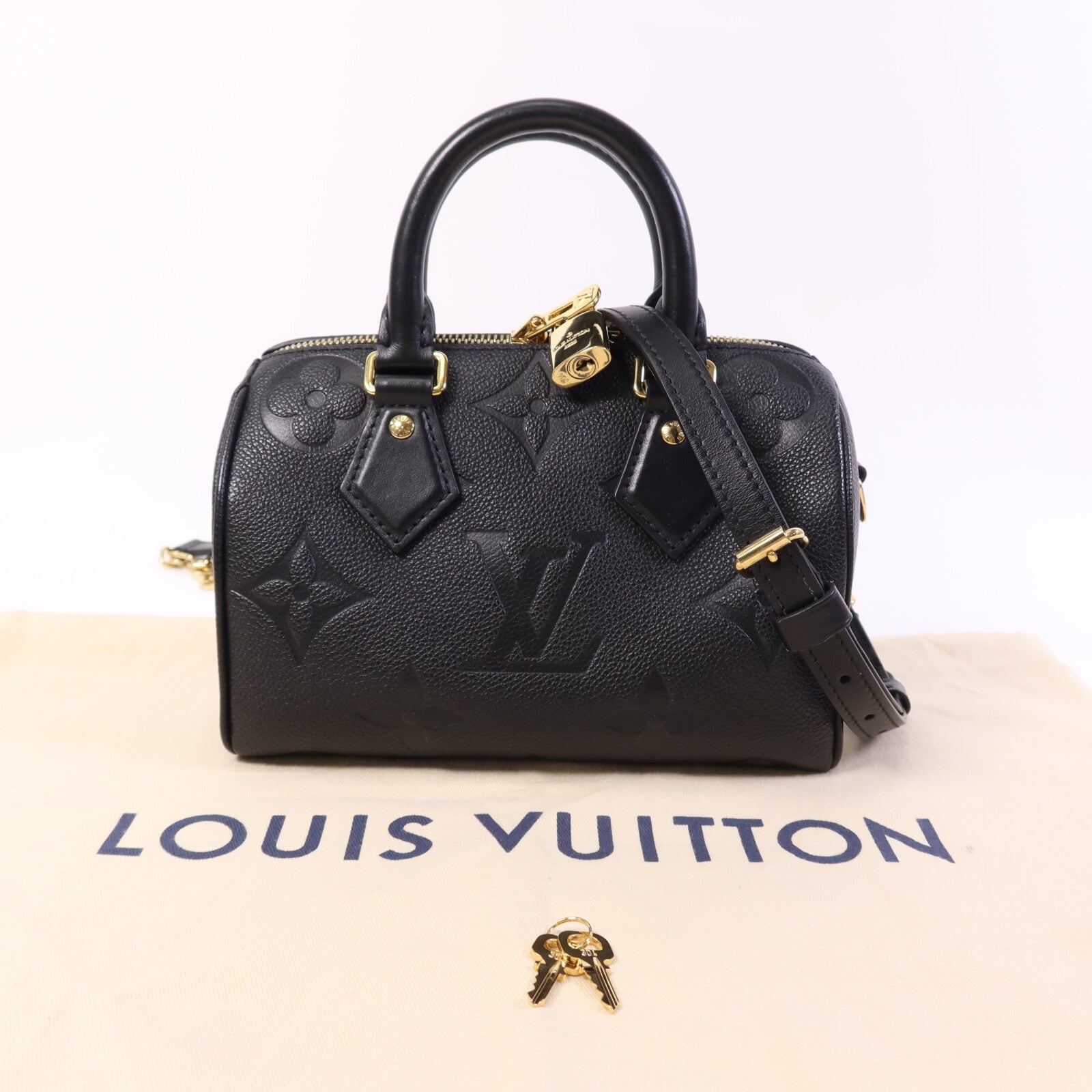 LOUIS VUITTON Monogram Empreinte Speedy Bandouliere 20金扣手挽肩背兩用袋