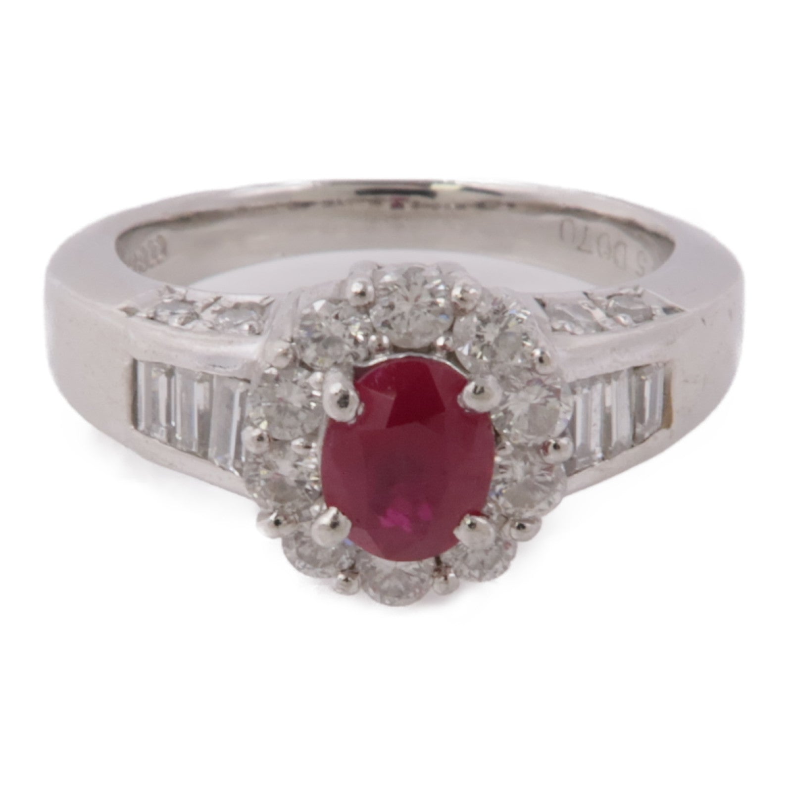 JEWELRY PT900鉑金Ruby/Diamond Ring紅寶石/鑽石戒指US#6