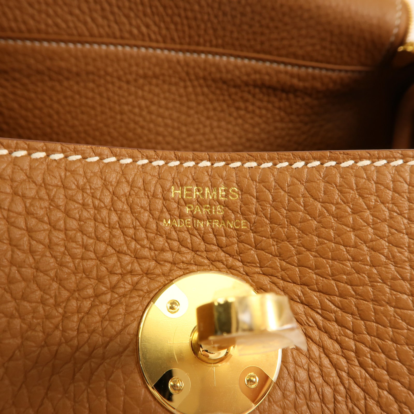 HERMES Clemence皮革Lindy 26金扣手挽肩背兩用袋37 Gold
