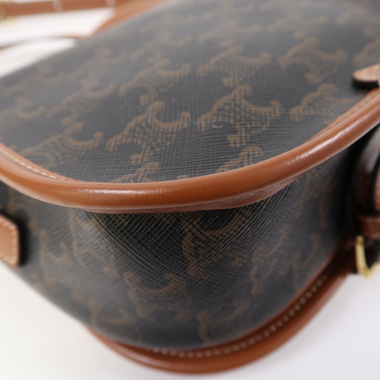 CELINE 塗層帆布Shoulder Bag金扣肩背袋啡色