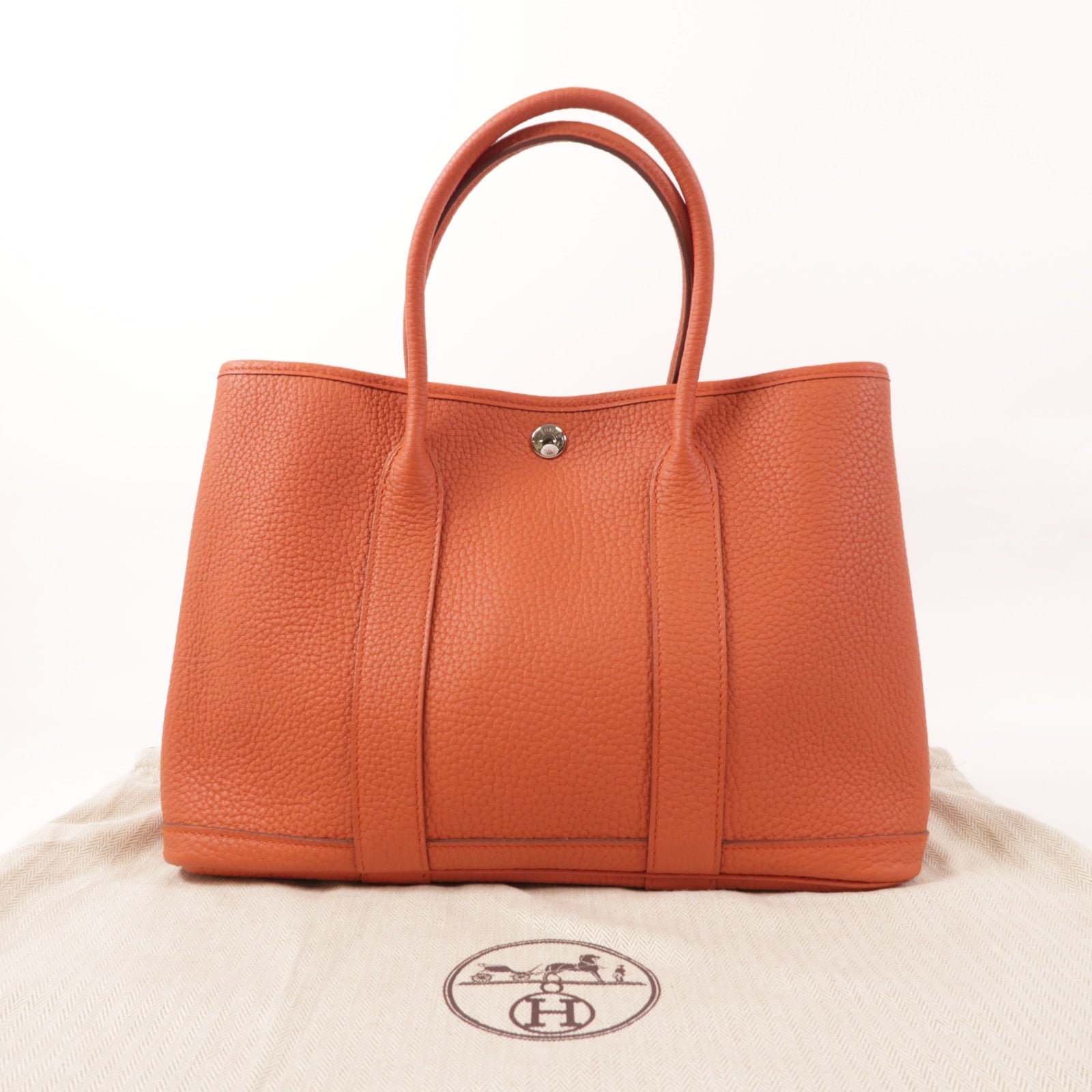 HERMES PHW Garden Party TPM Tote Bag Negonda Leather 9M Sanguine