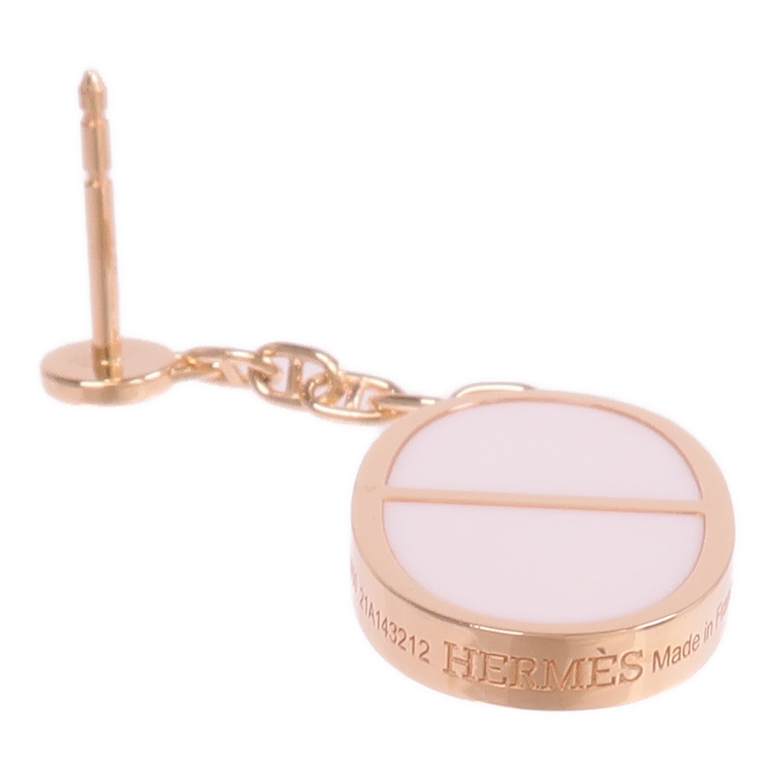 HERMES 18K玫瑰金/陶瓷Chaine d'ancre Verso Earrings耳環