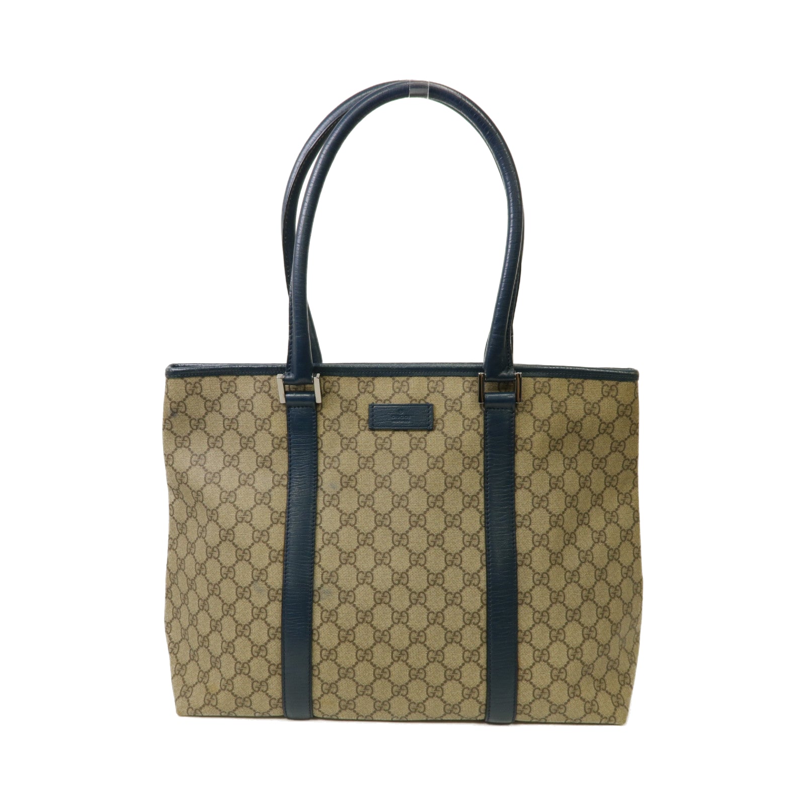 GUCCI 【激減優惠】塗層帆布Tote Bag銀扣手挽袋啡色/藍色