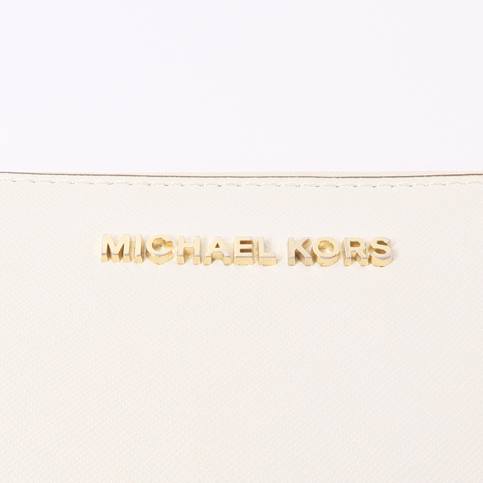 Michael Kors GHW Long Wallet Calfskin Leather White