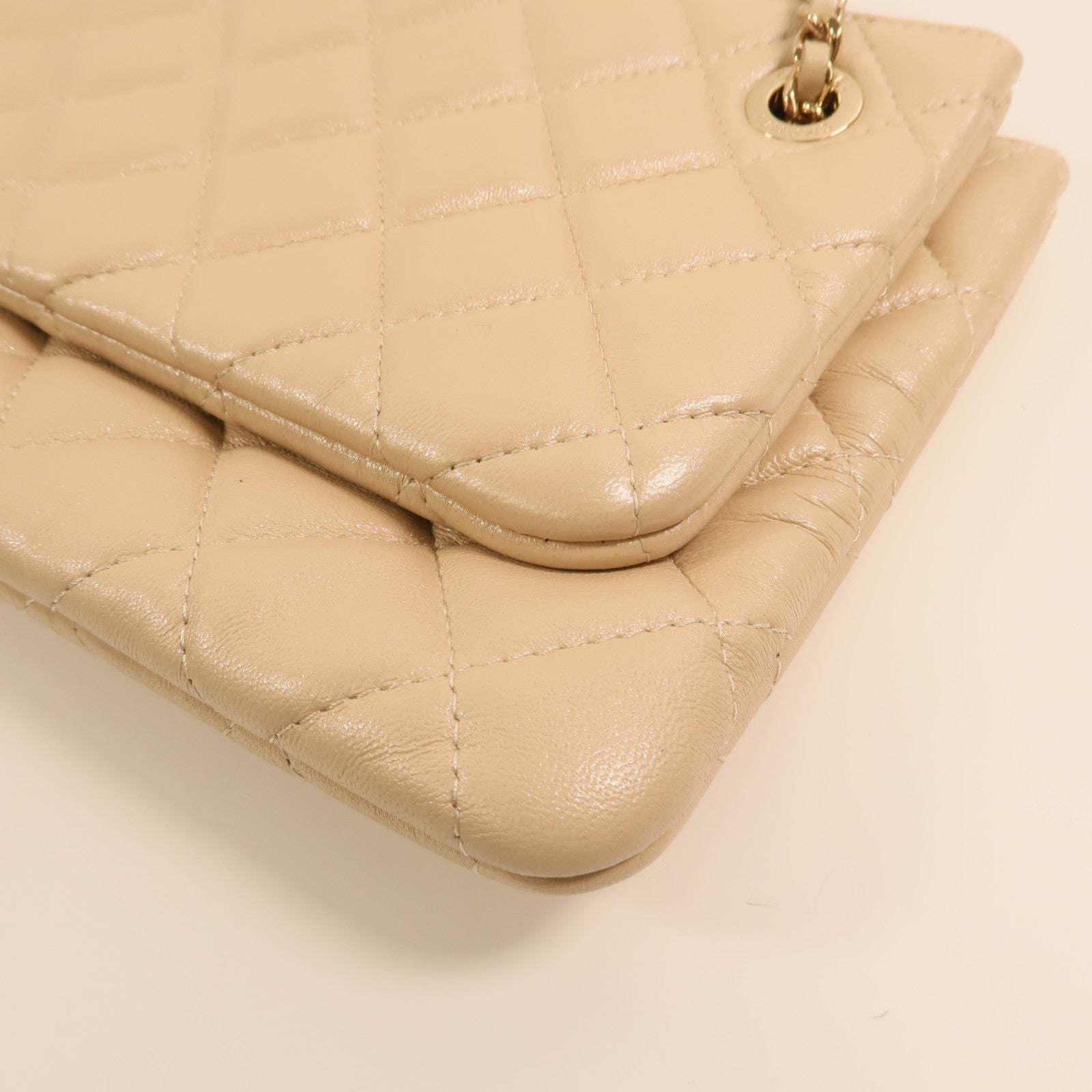 CHANEL 羊皮皮革Drawstring Double Zip Crossbody Bag金扣鏈帶肩背袋