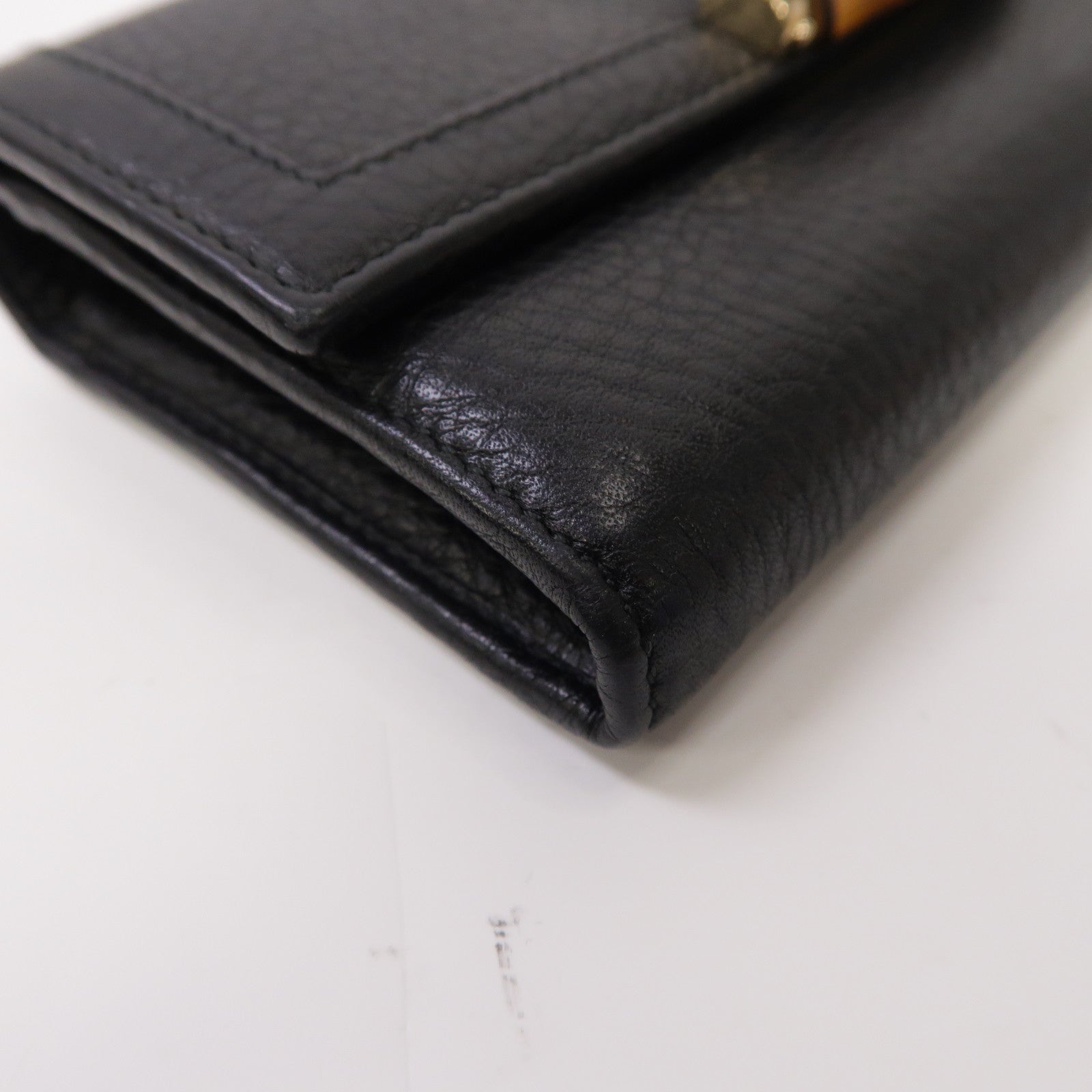 GUCCI 【激減優惠】竹製/牛皮皮革Long Wallet金扣長錢包黑色