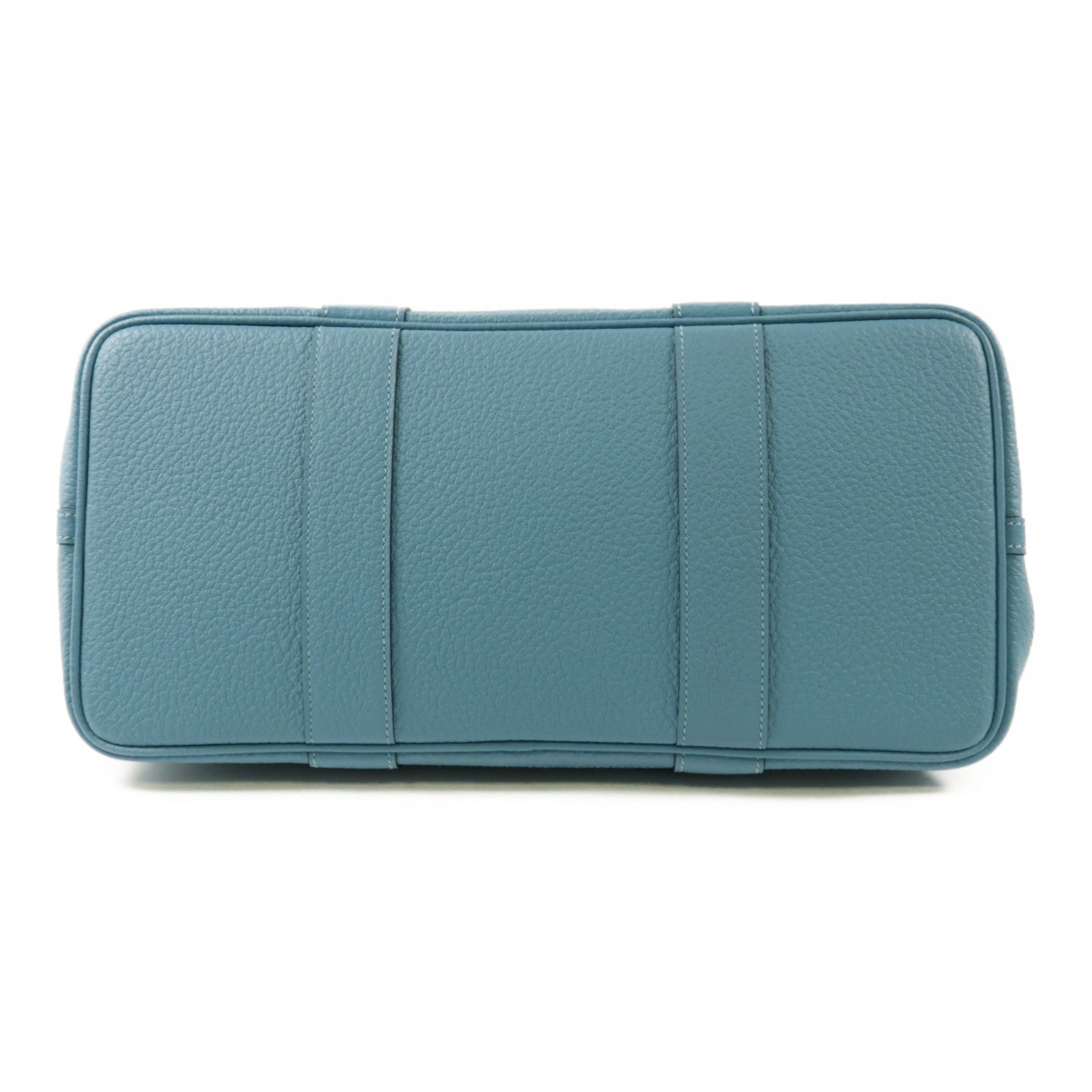 HERMES 【激減優惠】Country皮革Garden Party PM銀扣手挽袋P3 Bleu Du Nord